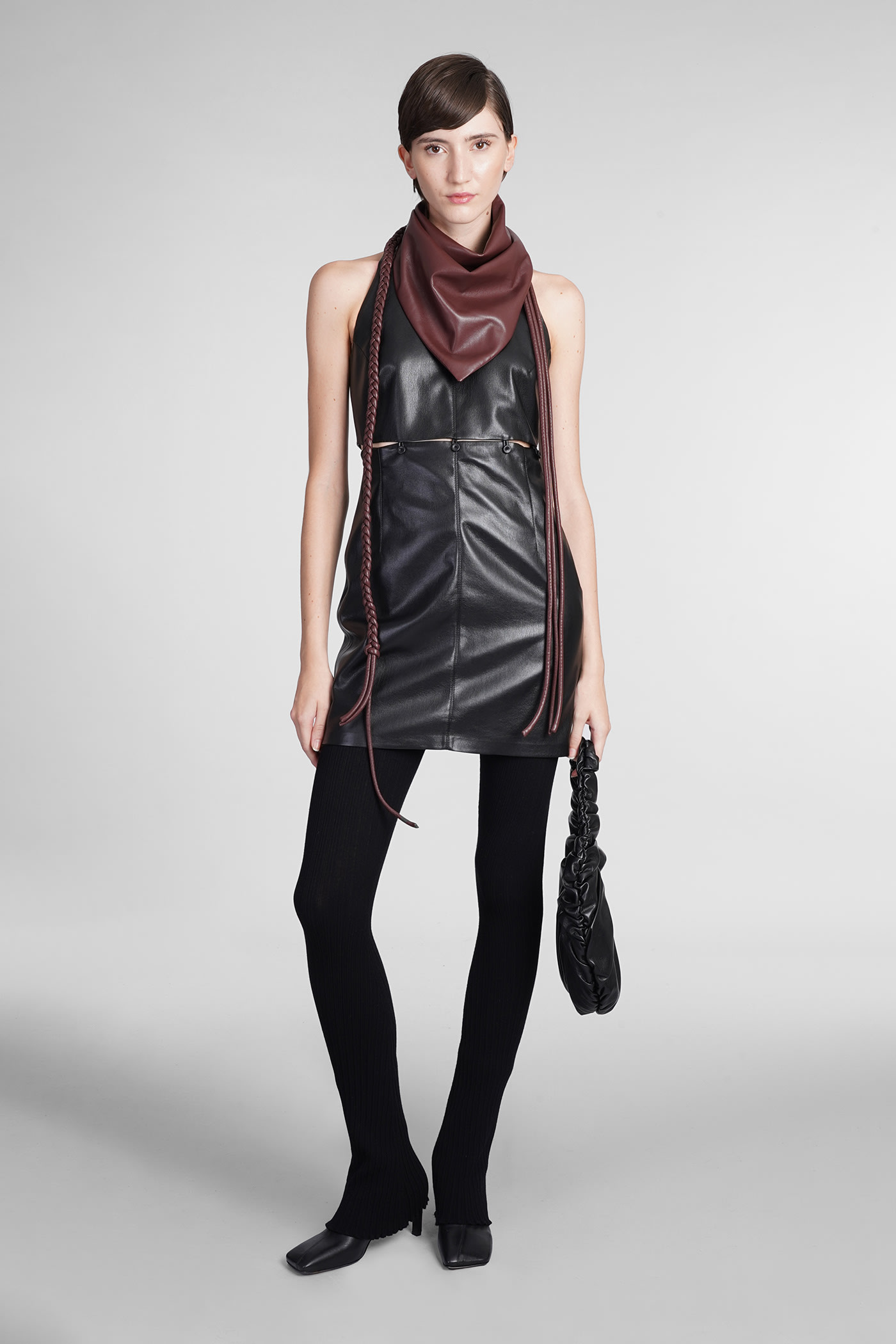 NANUSHKA LAYAN DRESS IN BLACK SYNTHETIC LEATHER