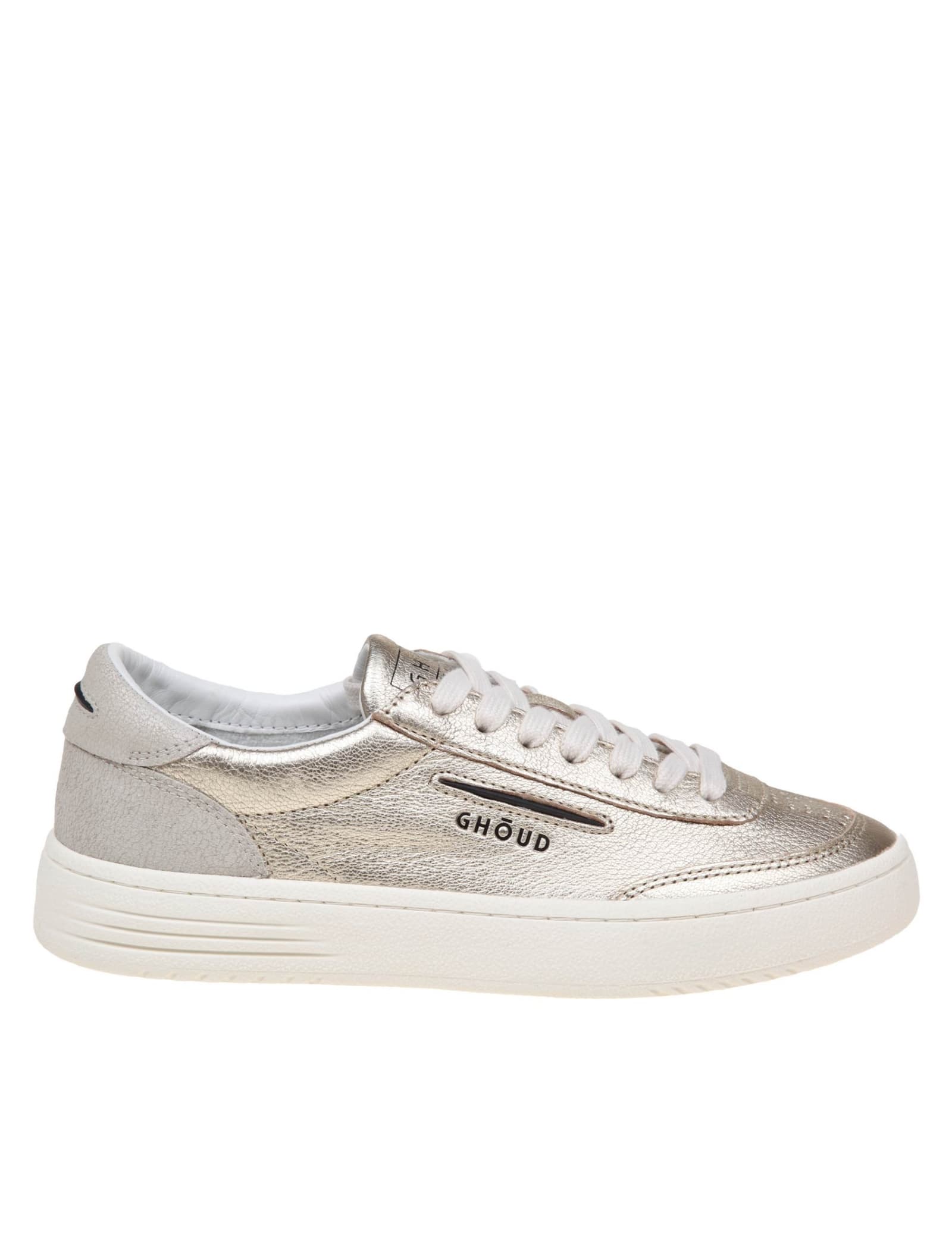 Shop Ghoud Lido Low Sneakers In Platinum Color Leather In Gold