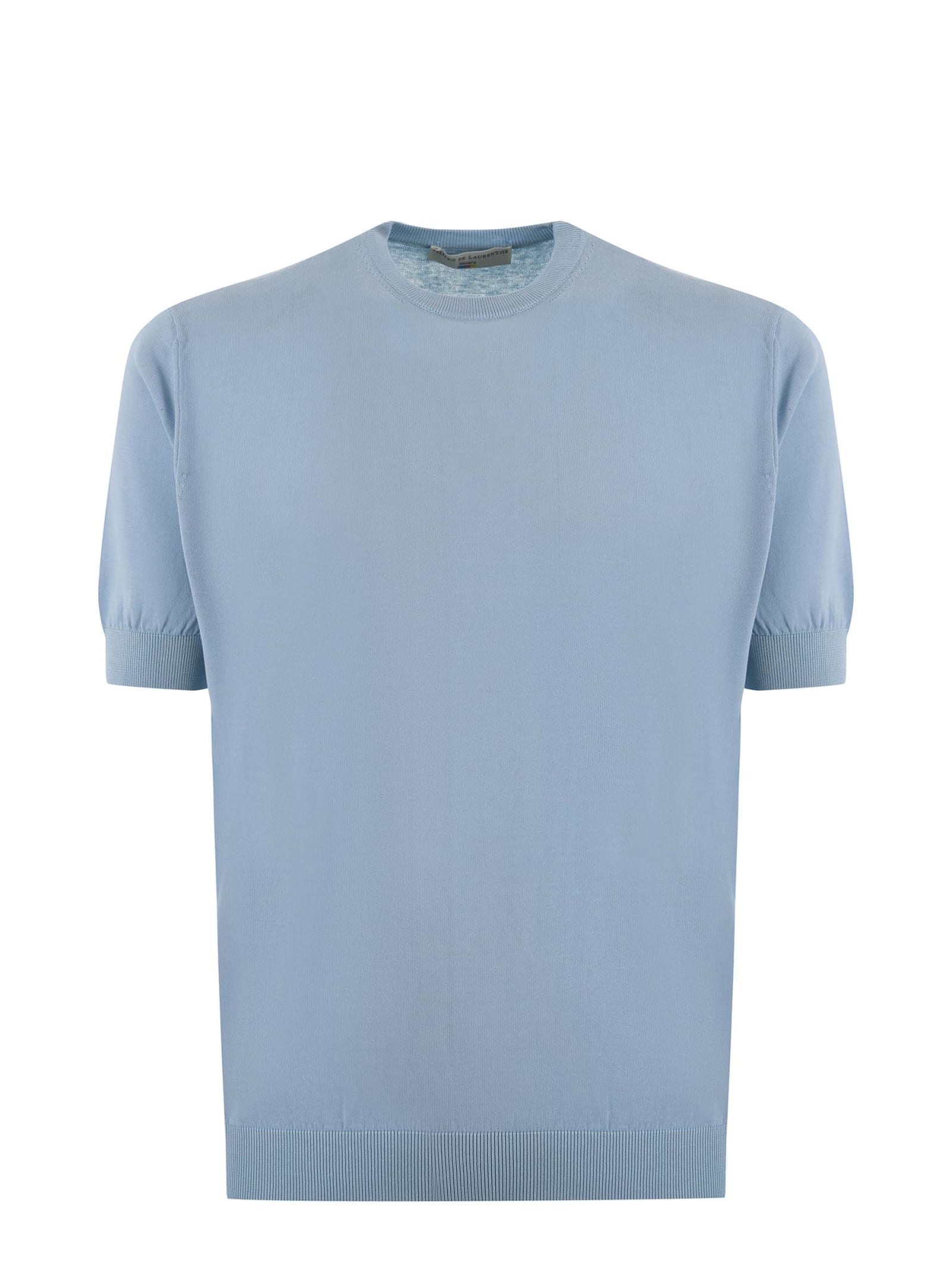 Shop Filippo De Laurentiis T-shirt In Cotton Thread In Light Blue
