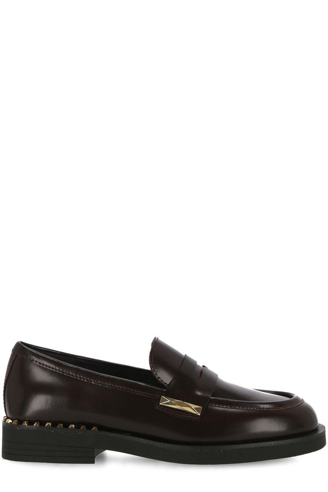 Shop Ash Whisper Stud-embellished Loafers In Bordeaux