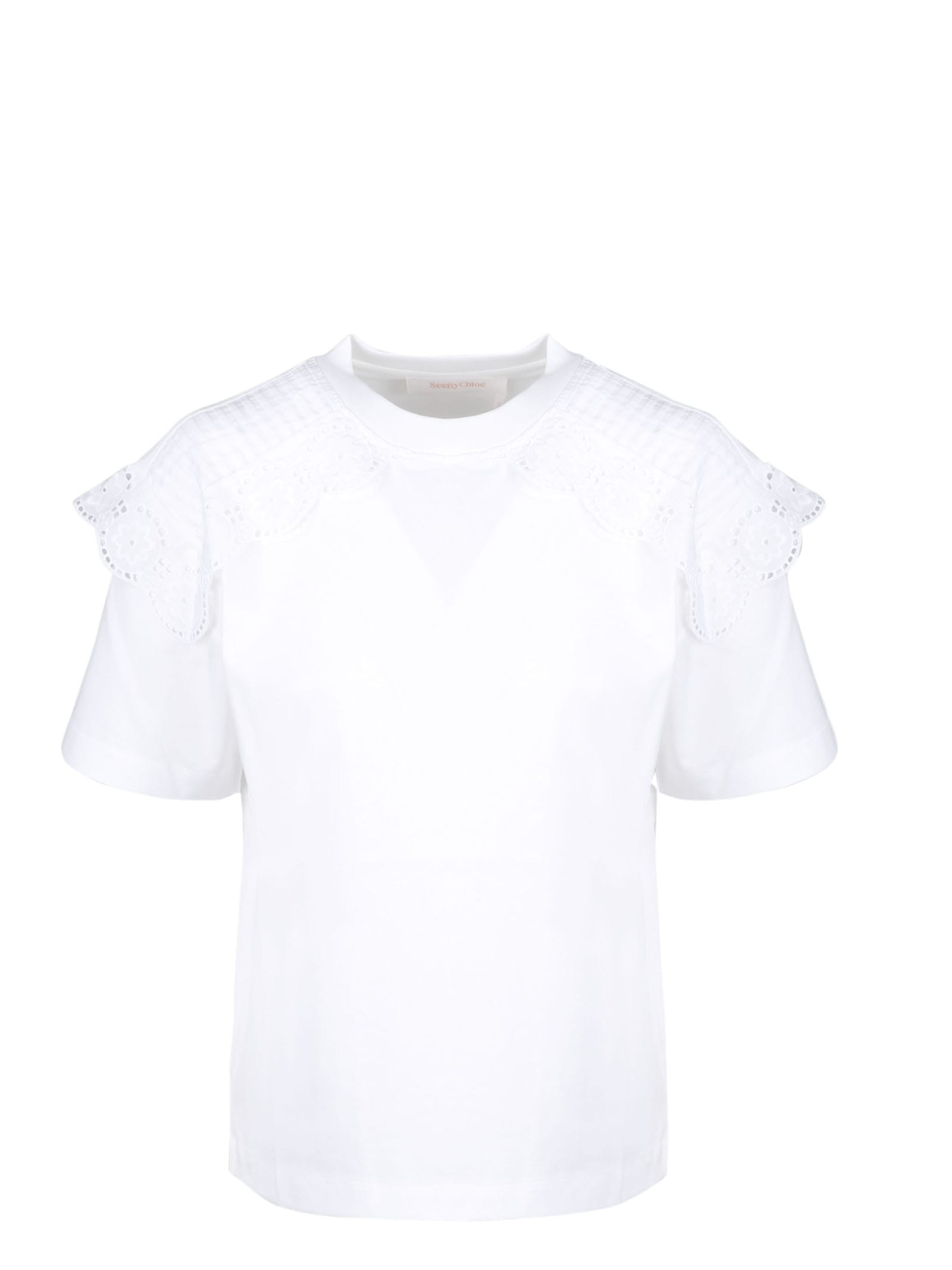 See by Chloé Emboidered Scallop T-shirt