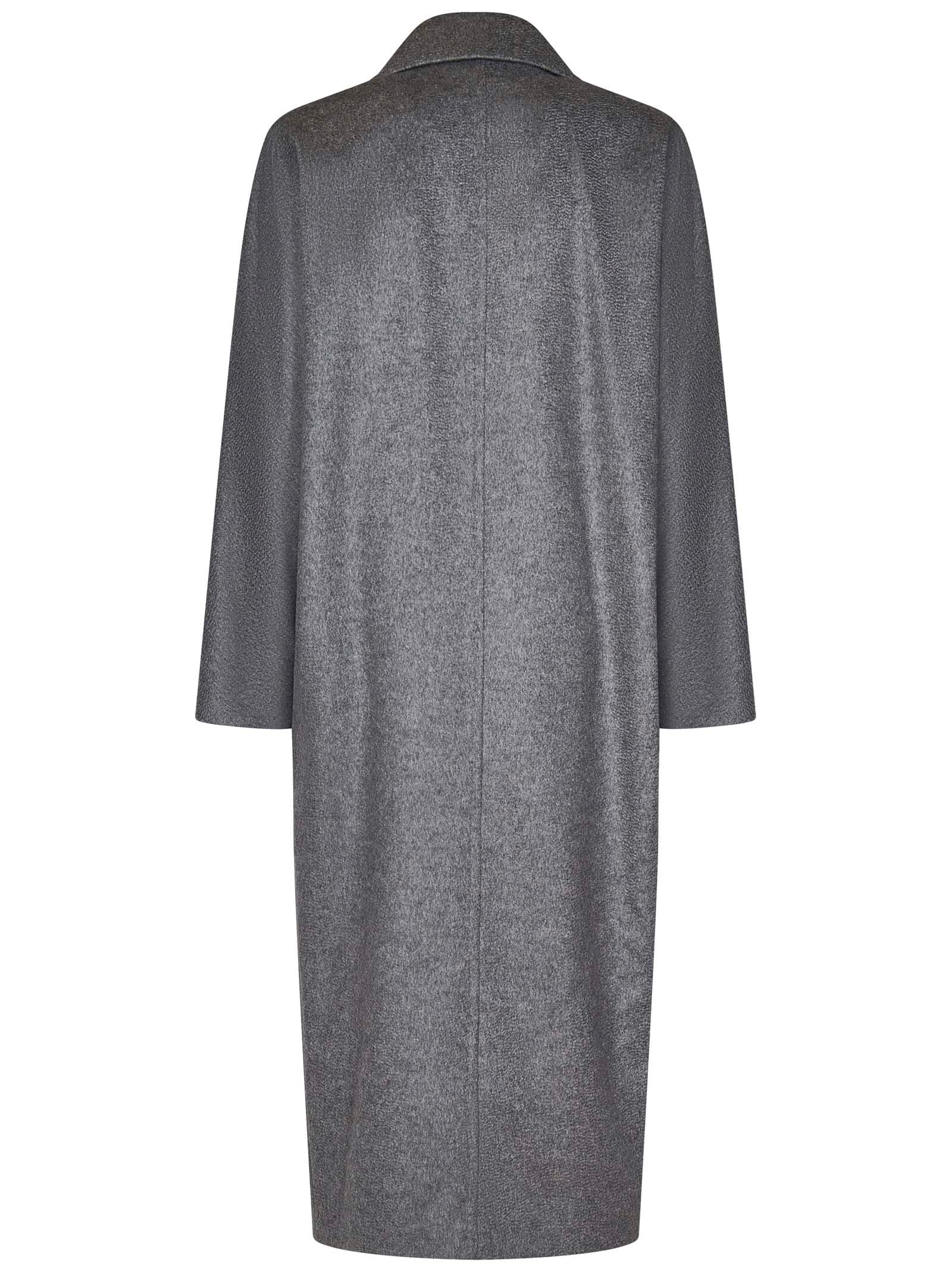 Shop Max Mara Maxmara Studio Erice Coat In Grey