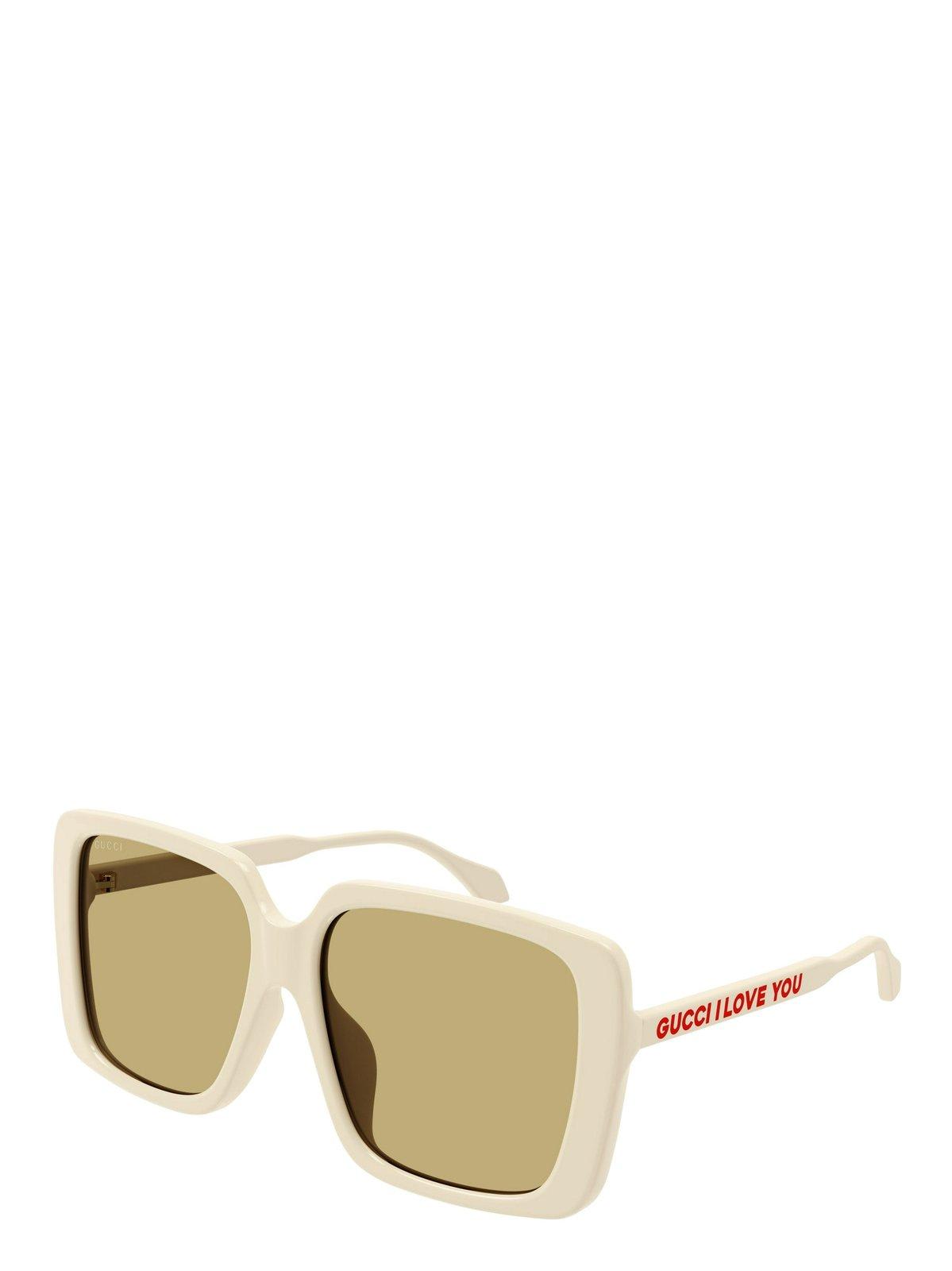 Shop Gucci Square Frame Sunglasses In 006 Ivory Ivory Brown