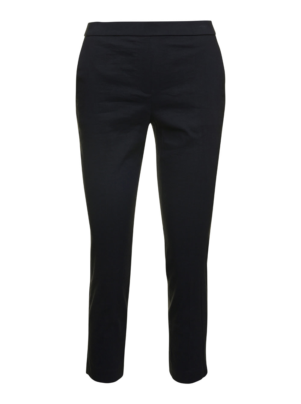 Black Pull On Trousers In Linen Stretch Woman