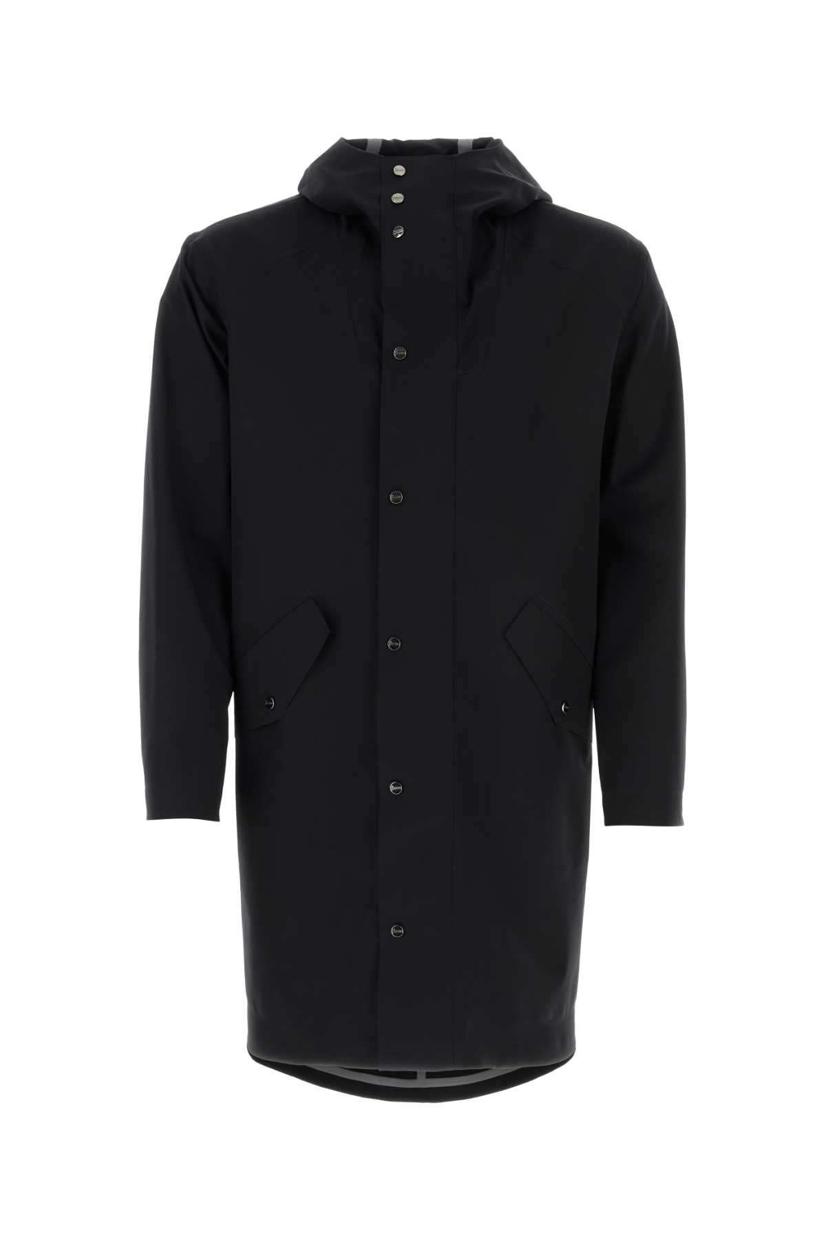 Black Stretch Nylon Overcoat