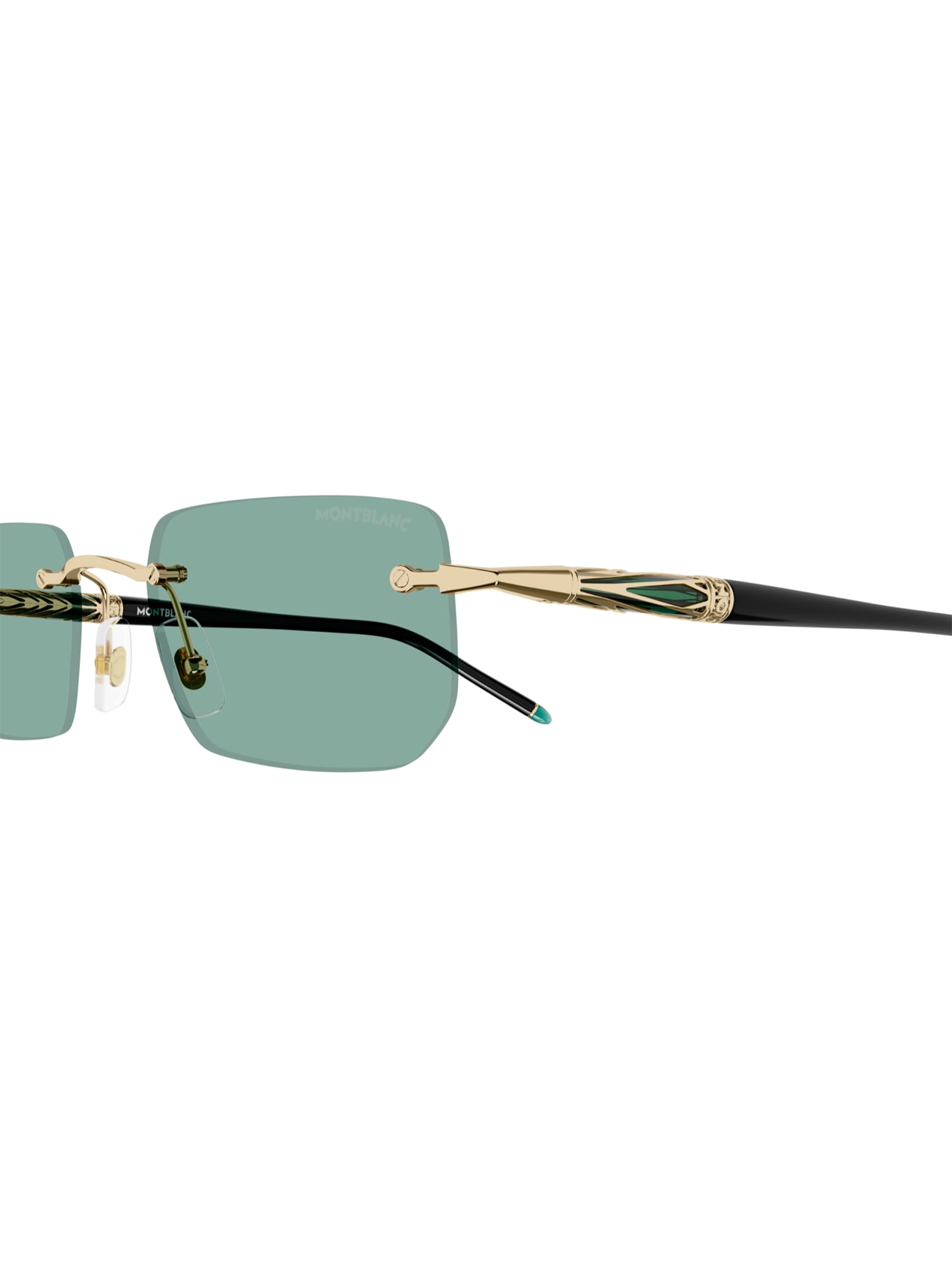 Shop Montblanc Mb0348s Sunglasses In Gold Black Green