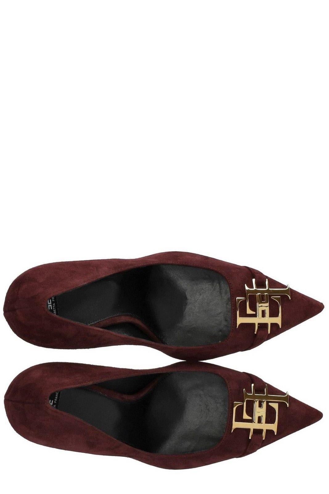 Shop Elisabetta Franchi Logo Plaque Pumps In Bordeaux