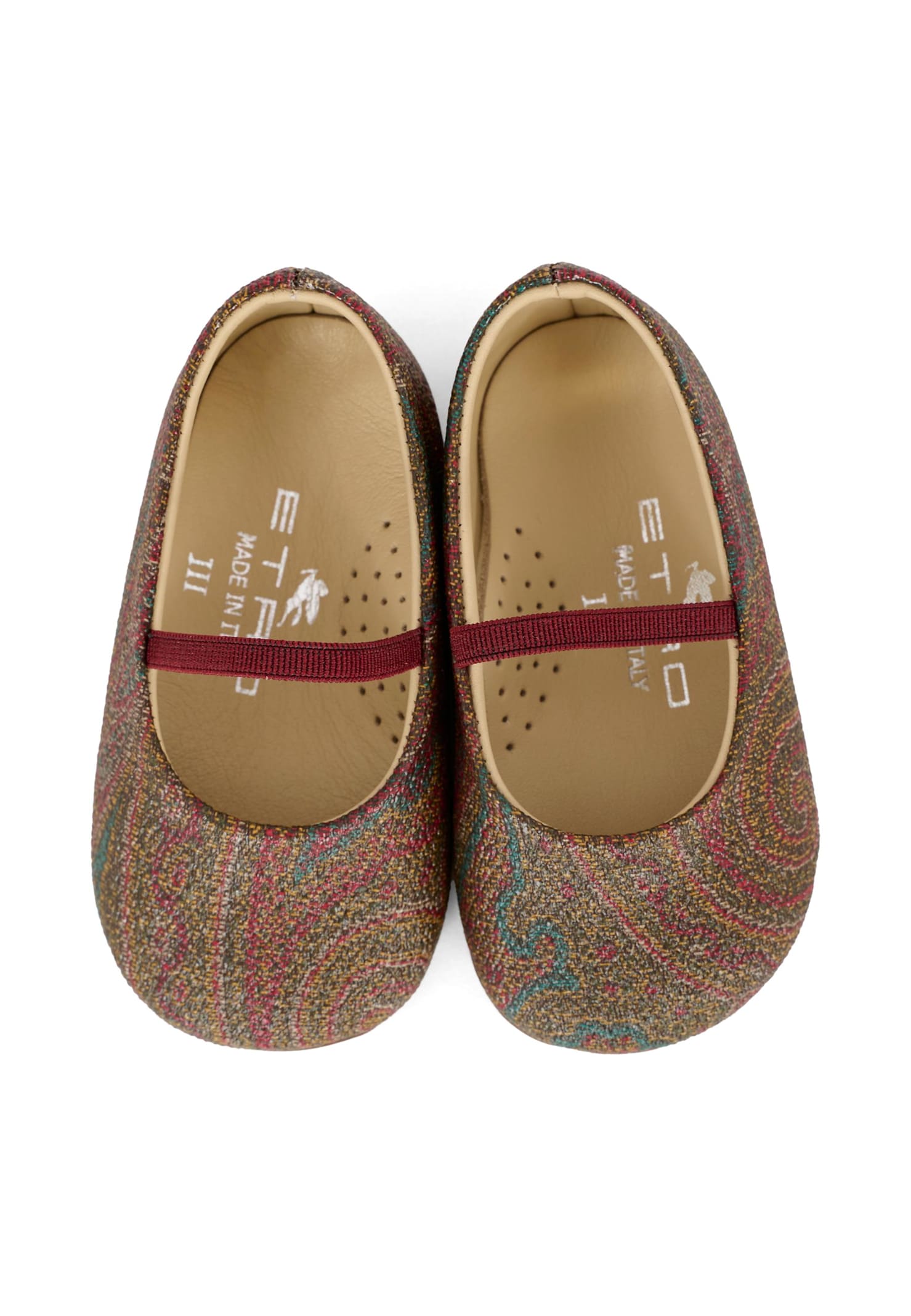 Etro Multicolor Ballet Flats For Baby Girl With Paisley Print In Brown