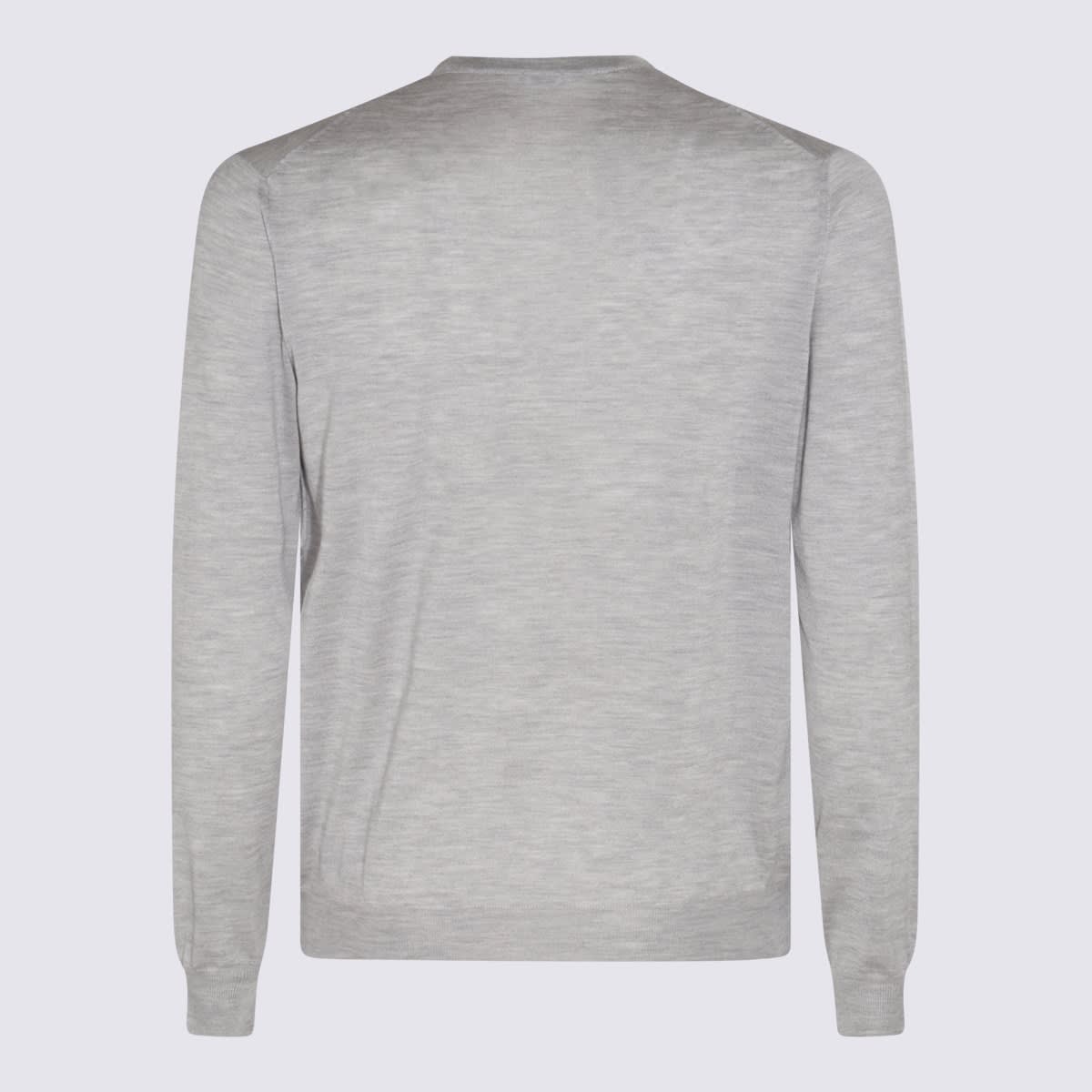 Malo Crewneck Sweater With Long Sleeves And Ribbed Cuffs In Grey