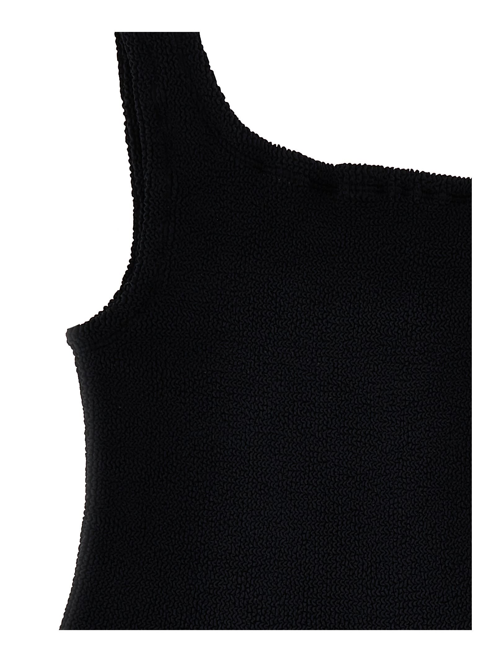 Hunza G Nancy One-shoulder Crinkle One-piece Swimsuit In Black