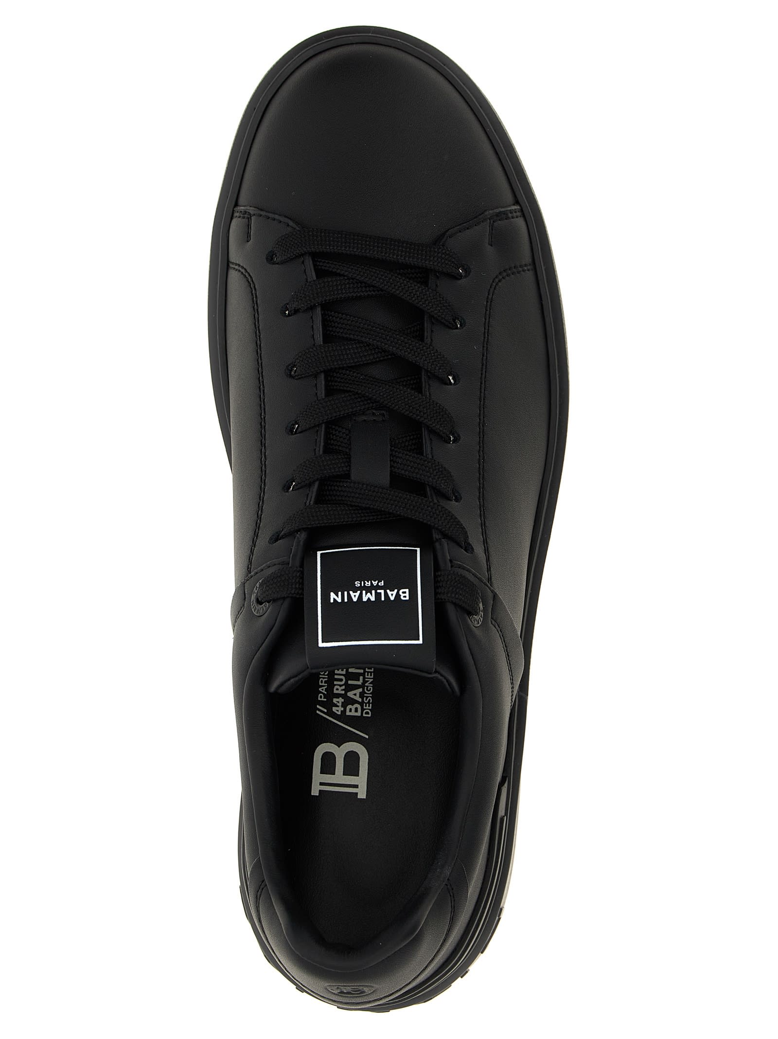 Balmain Black Low Top Sneakers With Logo In Leather In Black
