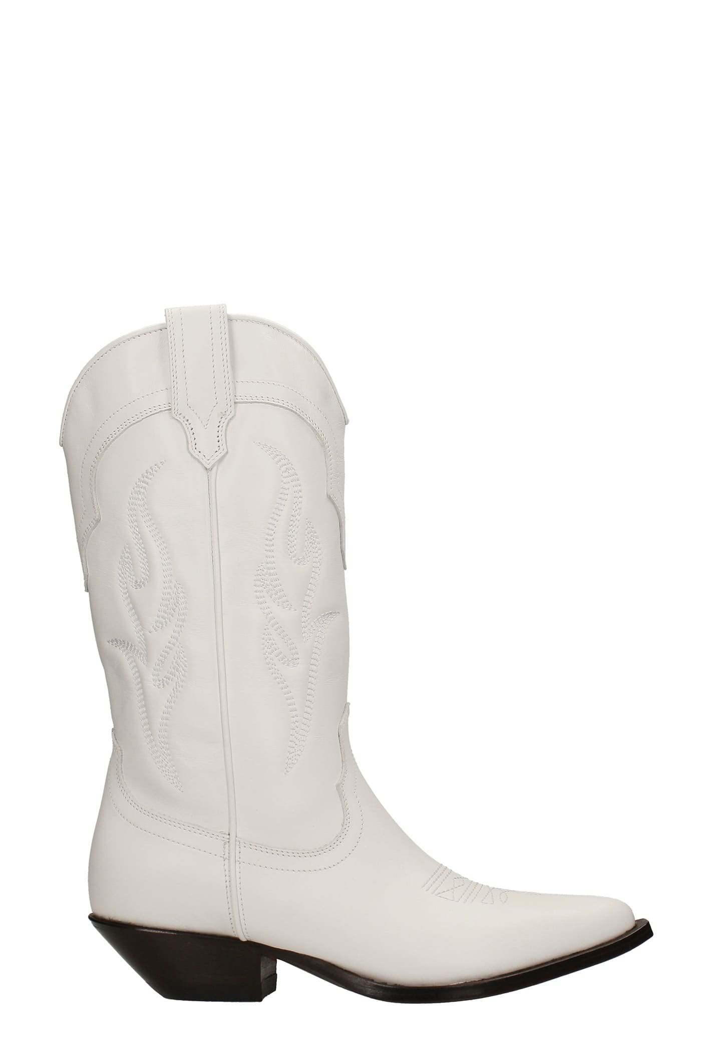 Sonora Santafe Texan Boots In White Leather