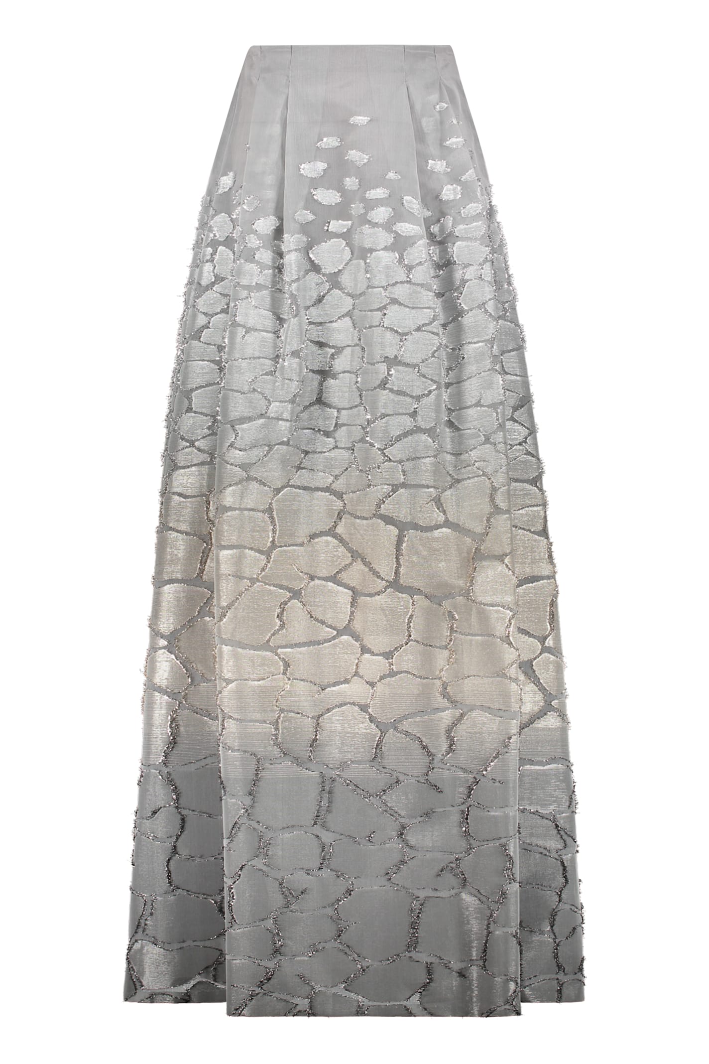 Alberta Ferretti Metallic Threading A-line Skirt In Gray