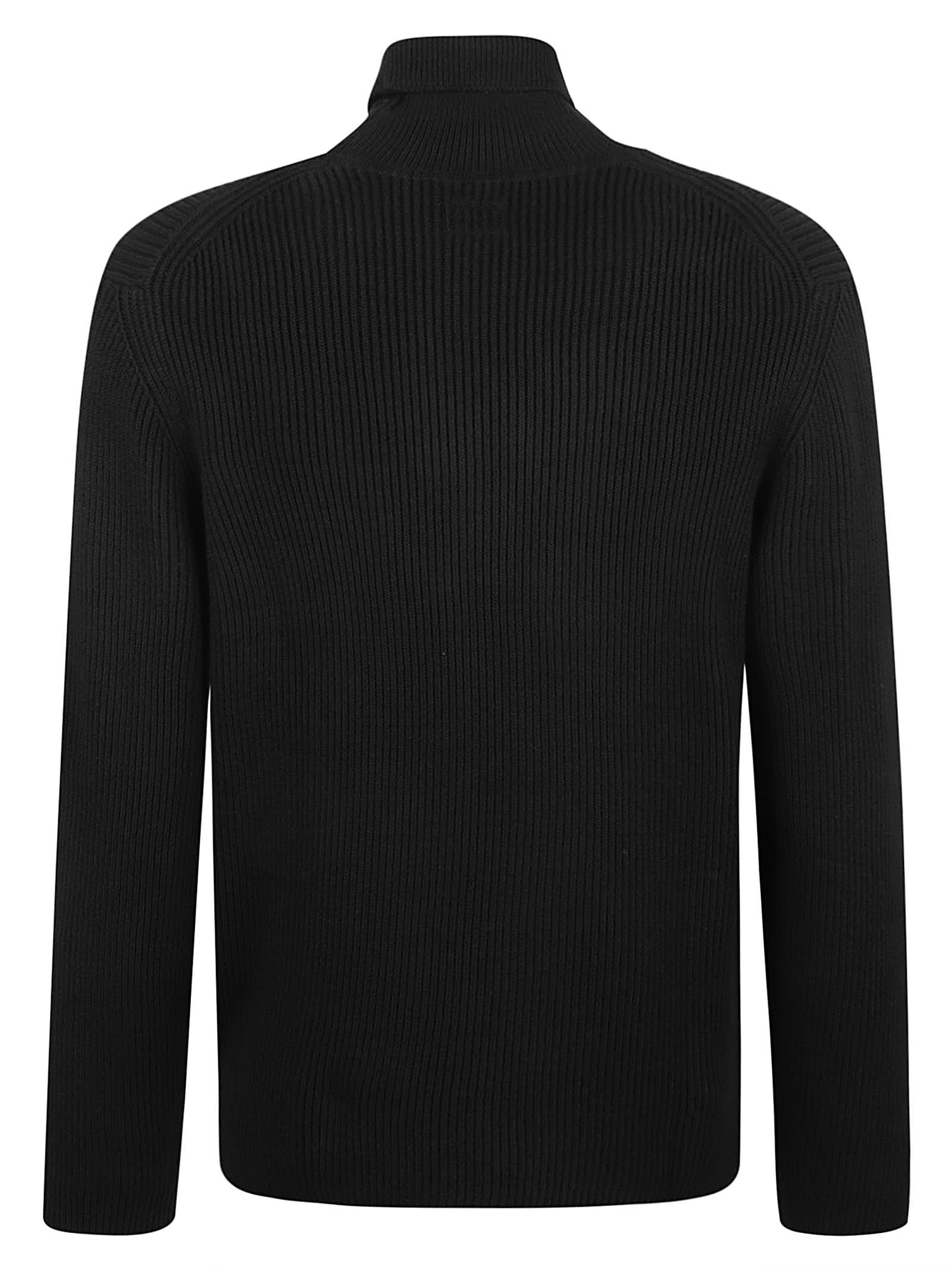 Shop C.p. Company Full Rib Turtleneck Pullover In Black