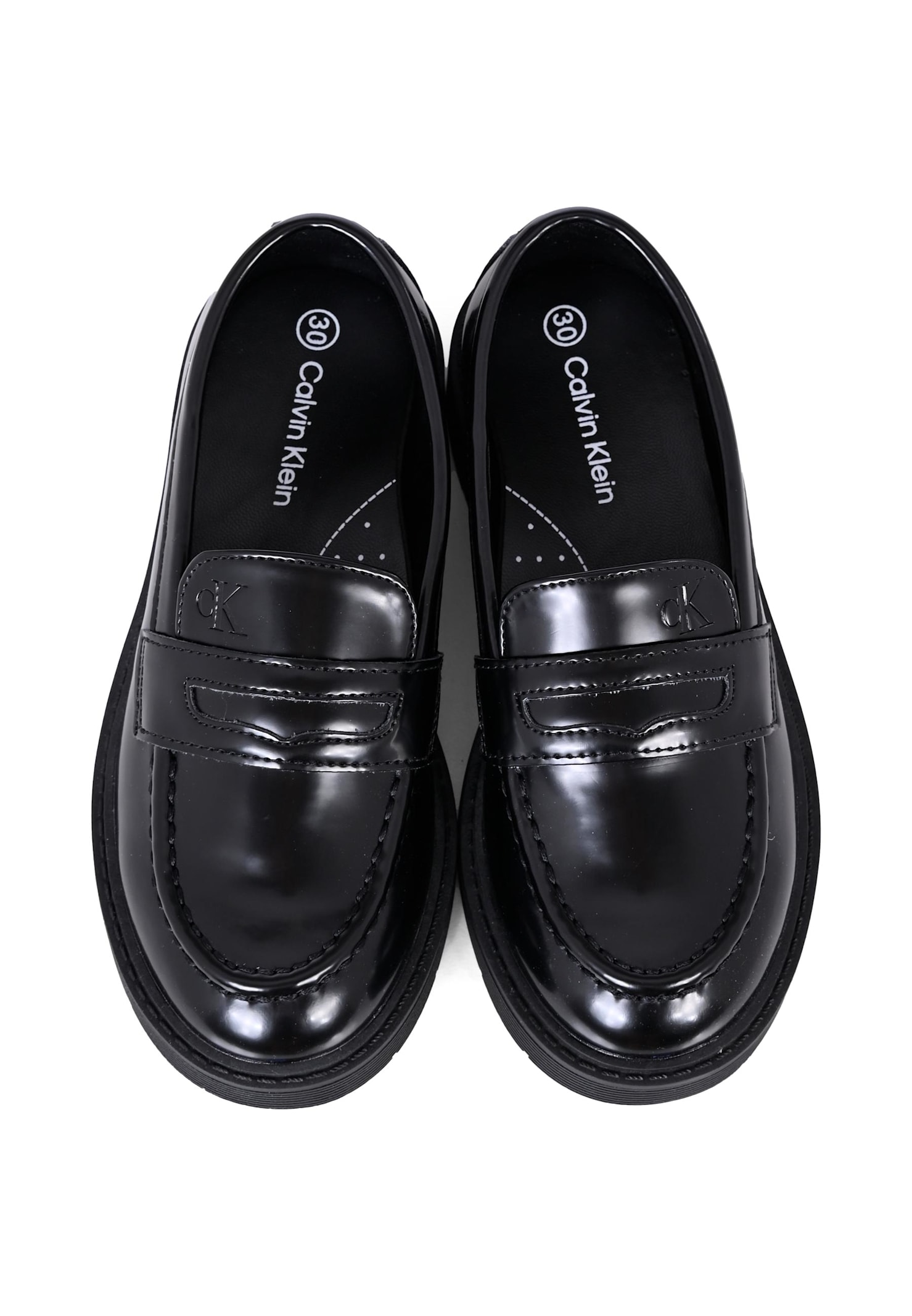 Calvin Klein Black Moccasins For Kids With Logo In Black
