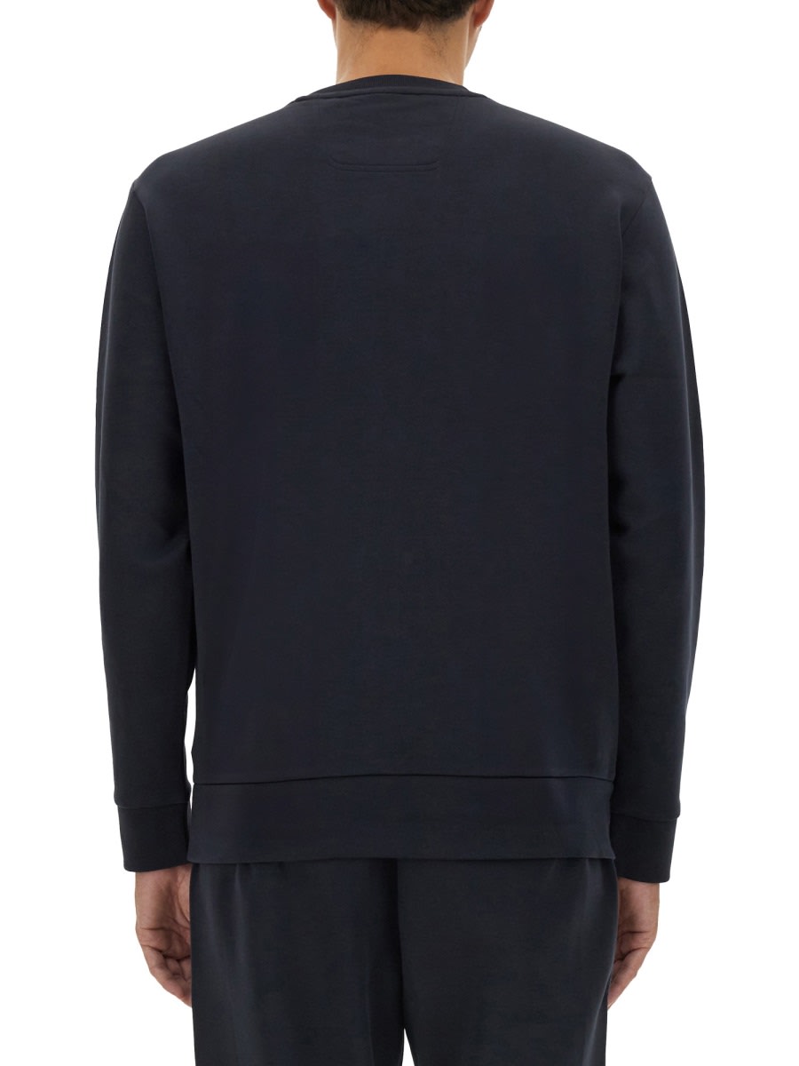 Hugo Boss Stretch-cotton Sweatshirt With Sandwich Logo In Blue