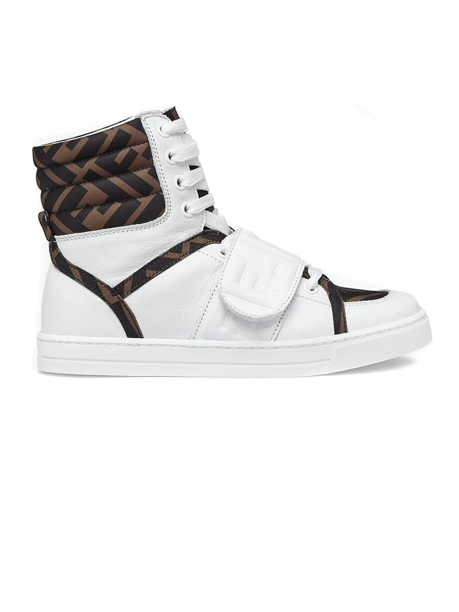 Fendi White Leather High-top Sneakers