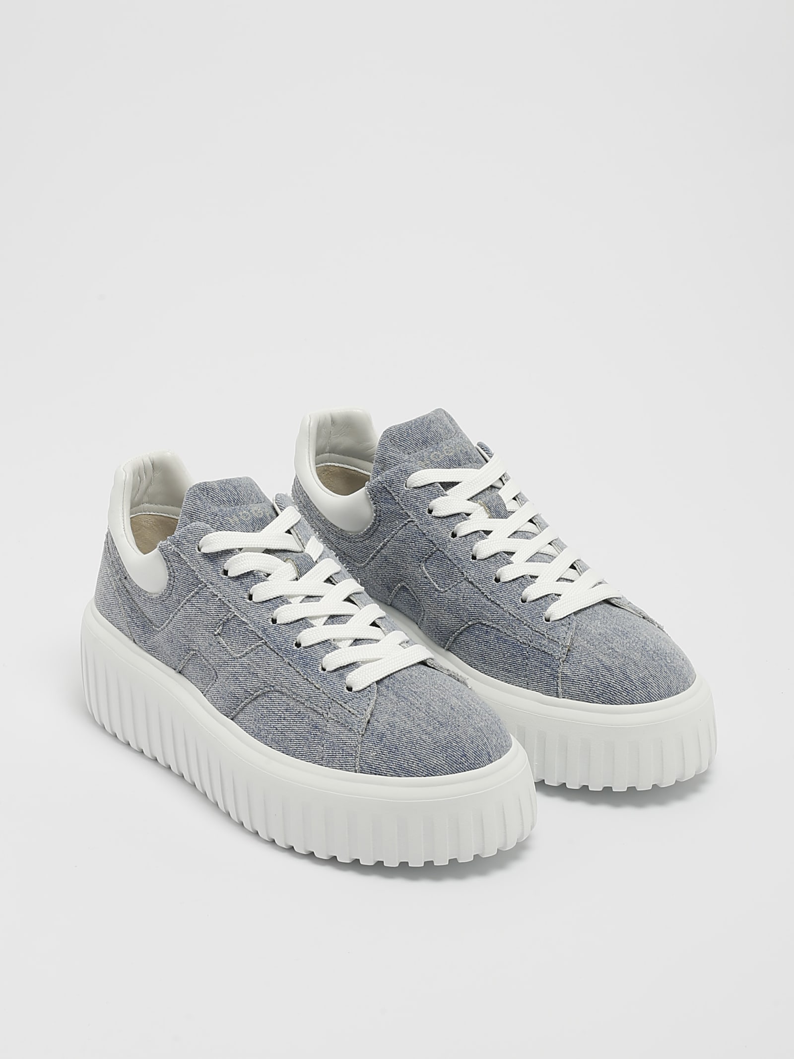Hogan Ligth Blue H-stripe Sneakers In Denim Chiaro
