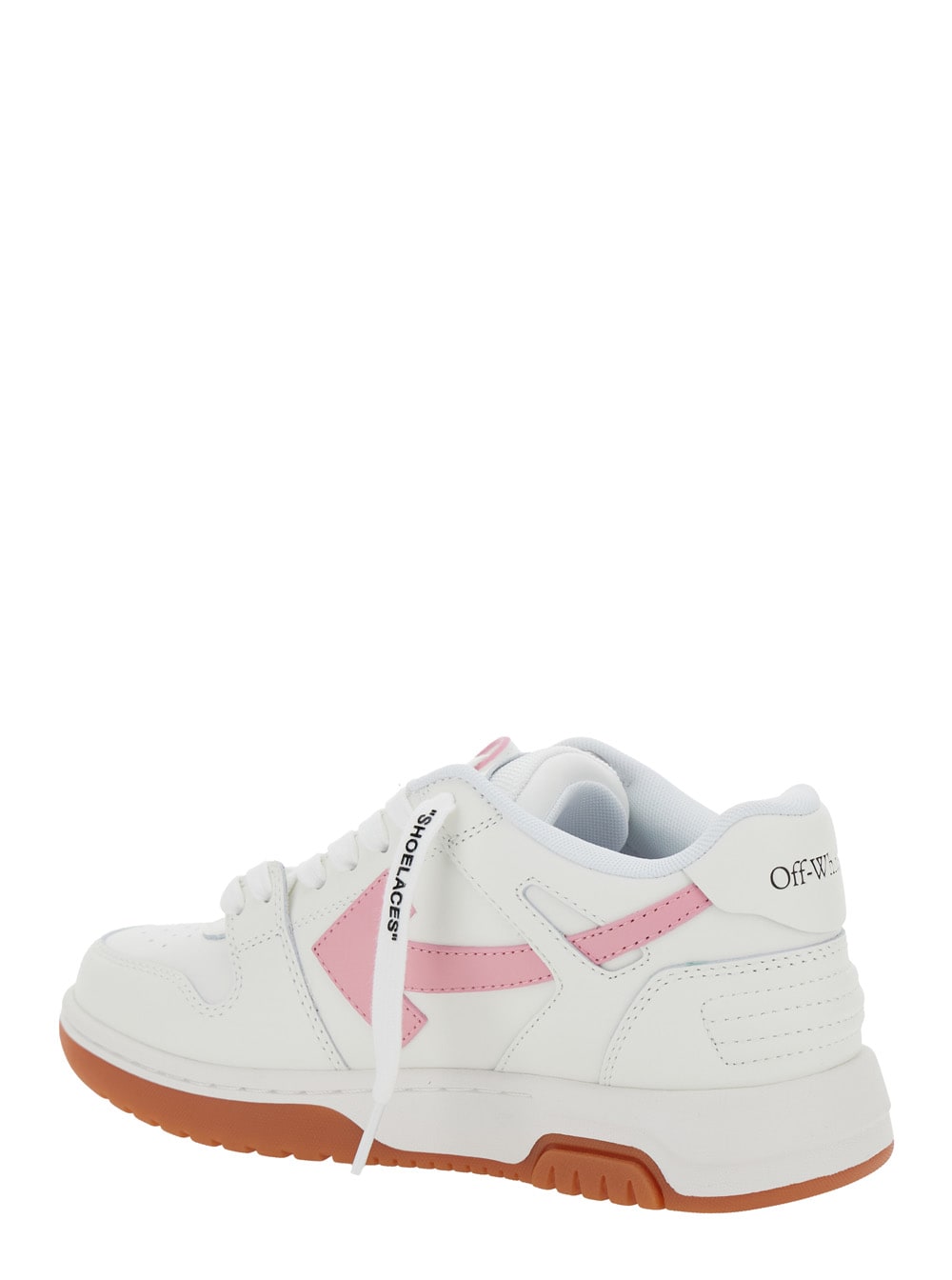 Shop Off-white Out Of Office White And Pink Low Top Sneakers With Arrow Motif In Leather Woman