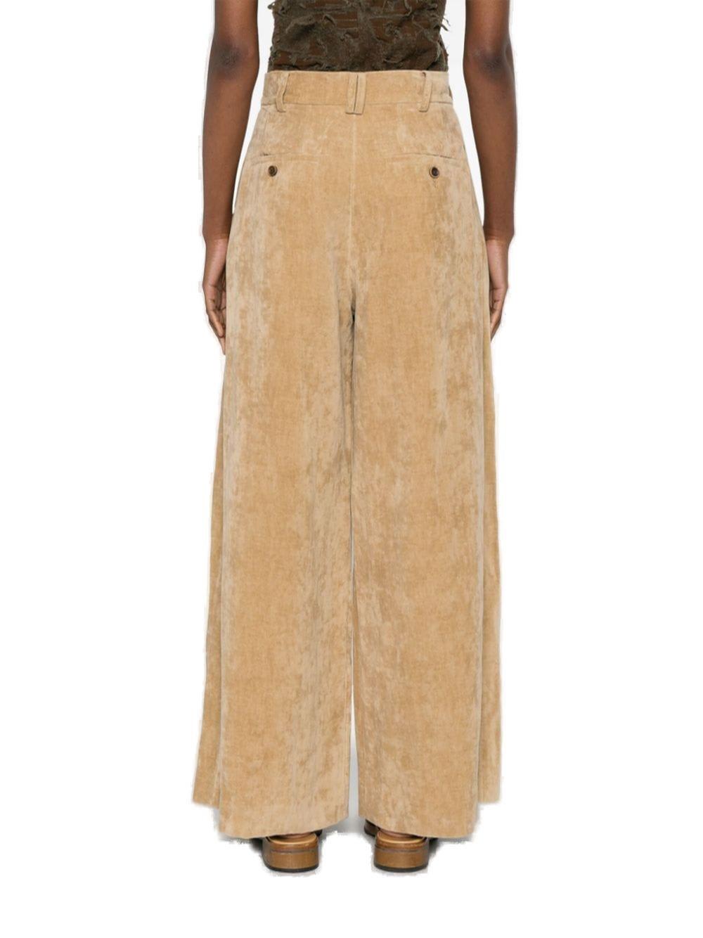 Uma Wang Trousers Belt-looped Wide-leg Trousers In Tan