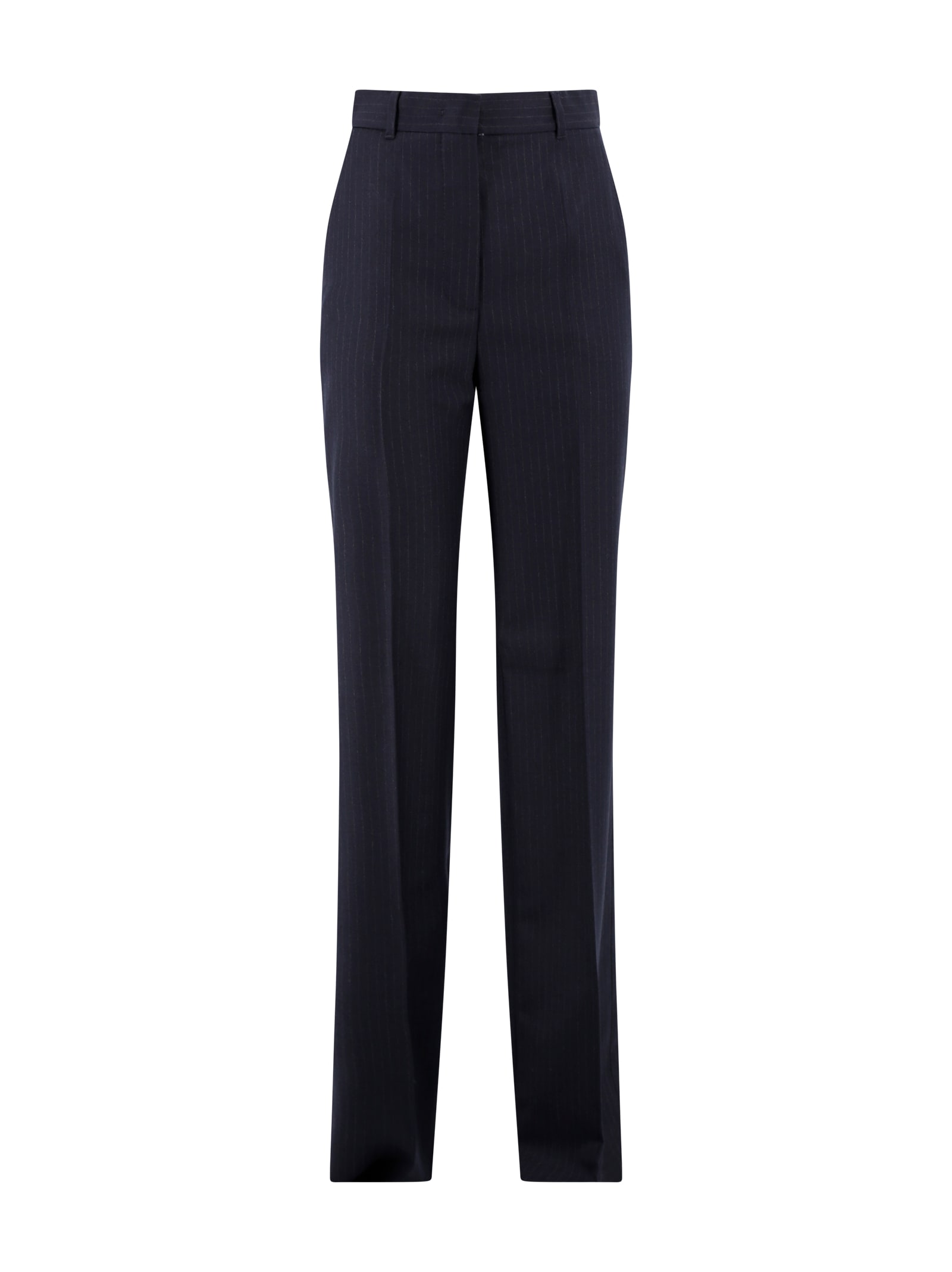 Max Mara Straight High Waisted Trousers In Blue