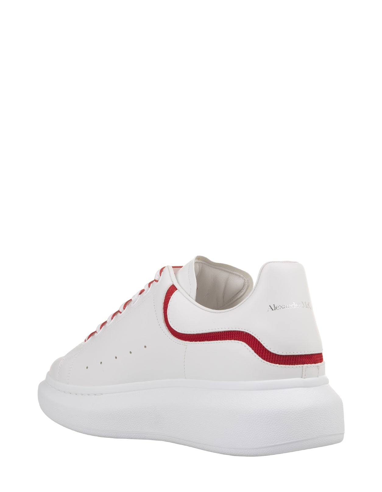 Shop Alexander Mcqueen White Oversized Sneakers With Red Insert On Heel