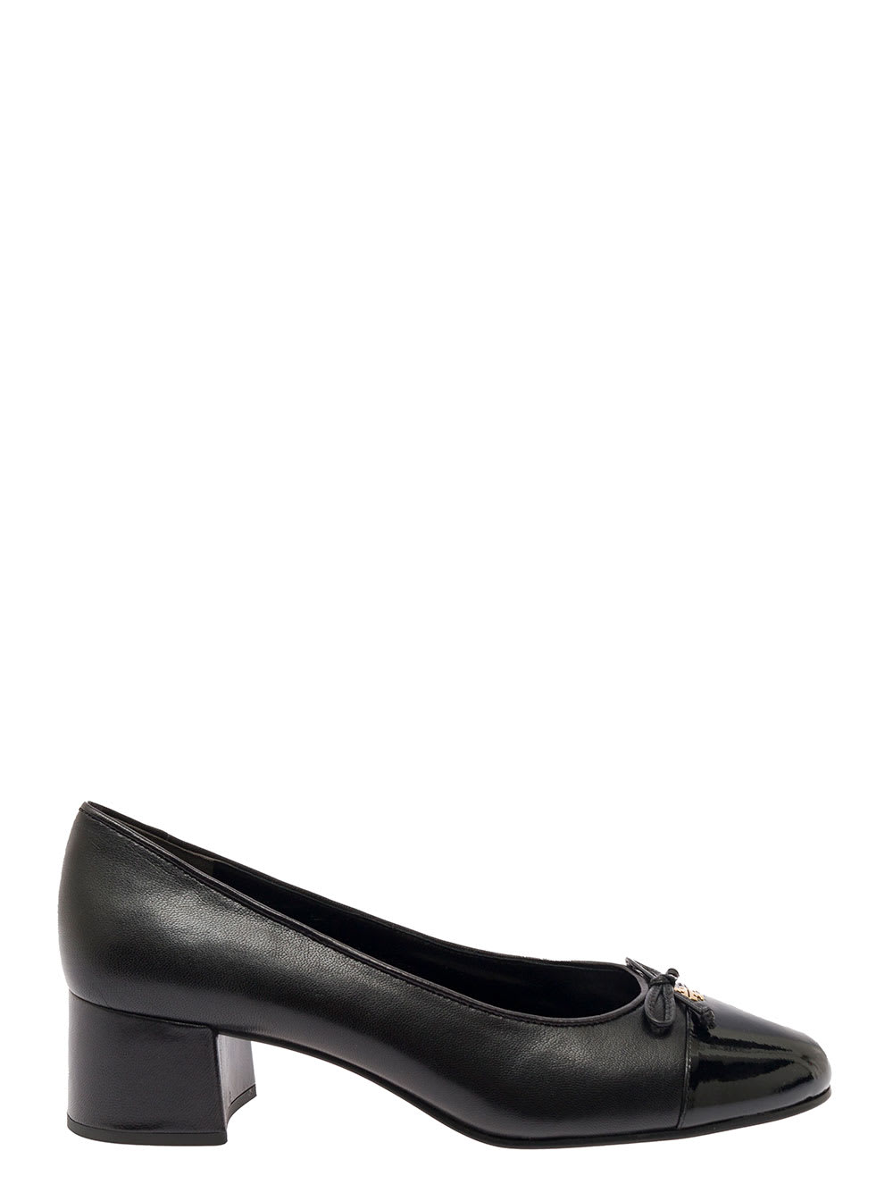 Tory Burch Black Pumps With Bow And Logo Detail In Leather Woman