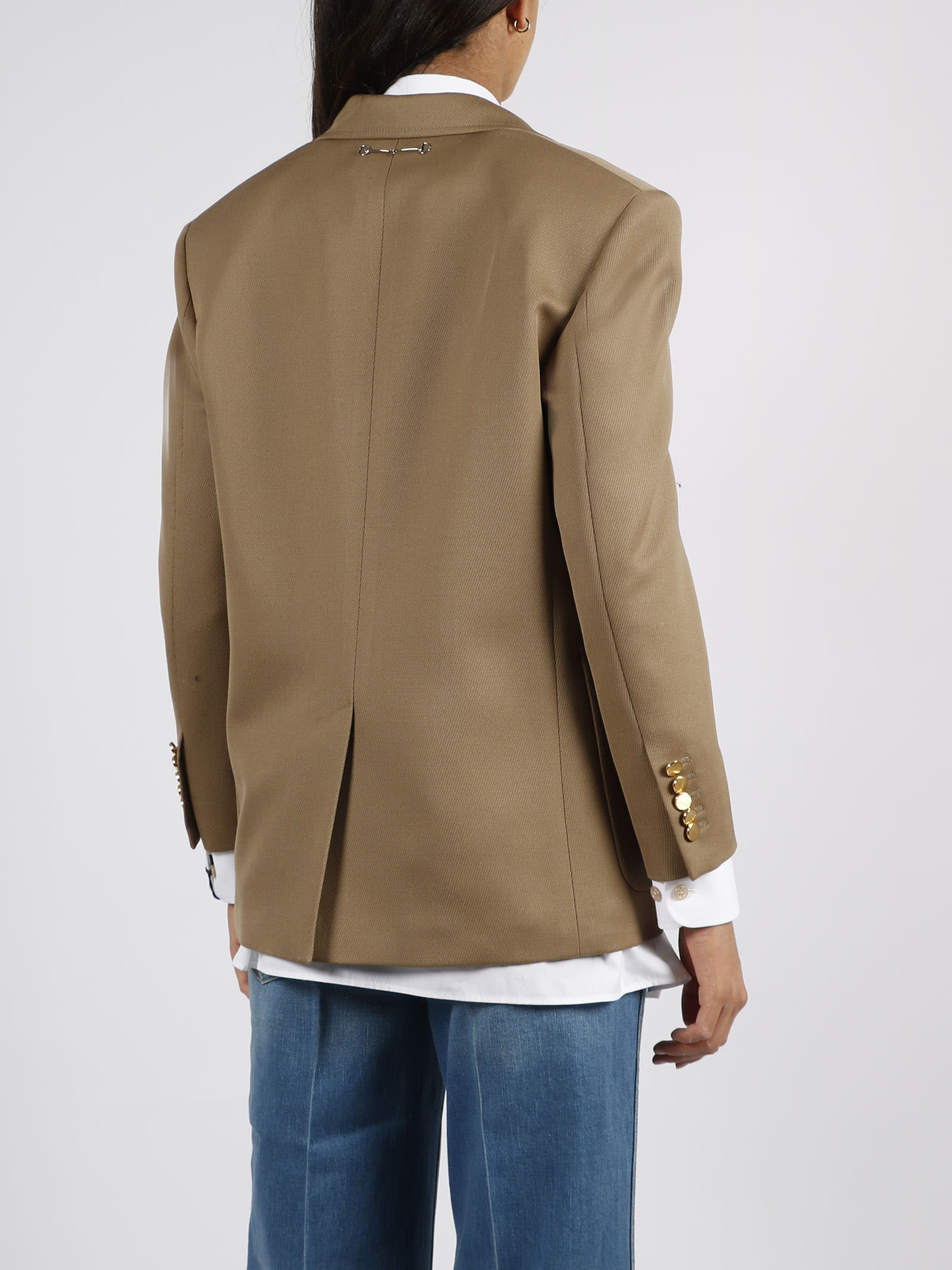 Gucci Horsebit Wool Jacket In Brown