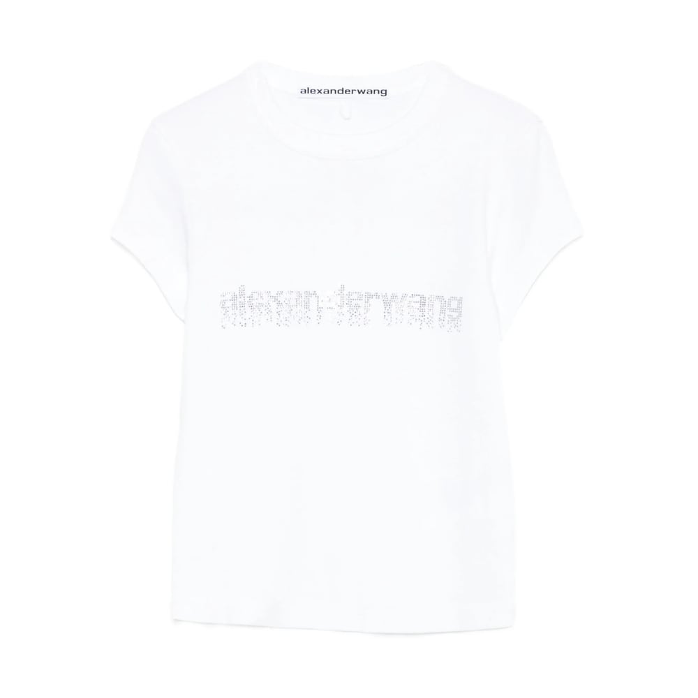Alexander Wang Crystal Hotfix Logo Cotton Baby T-shirt Clothing In White
