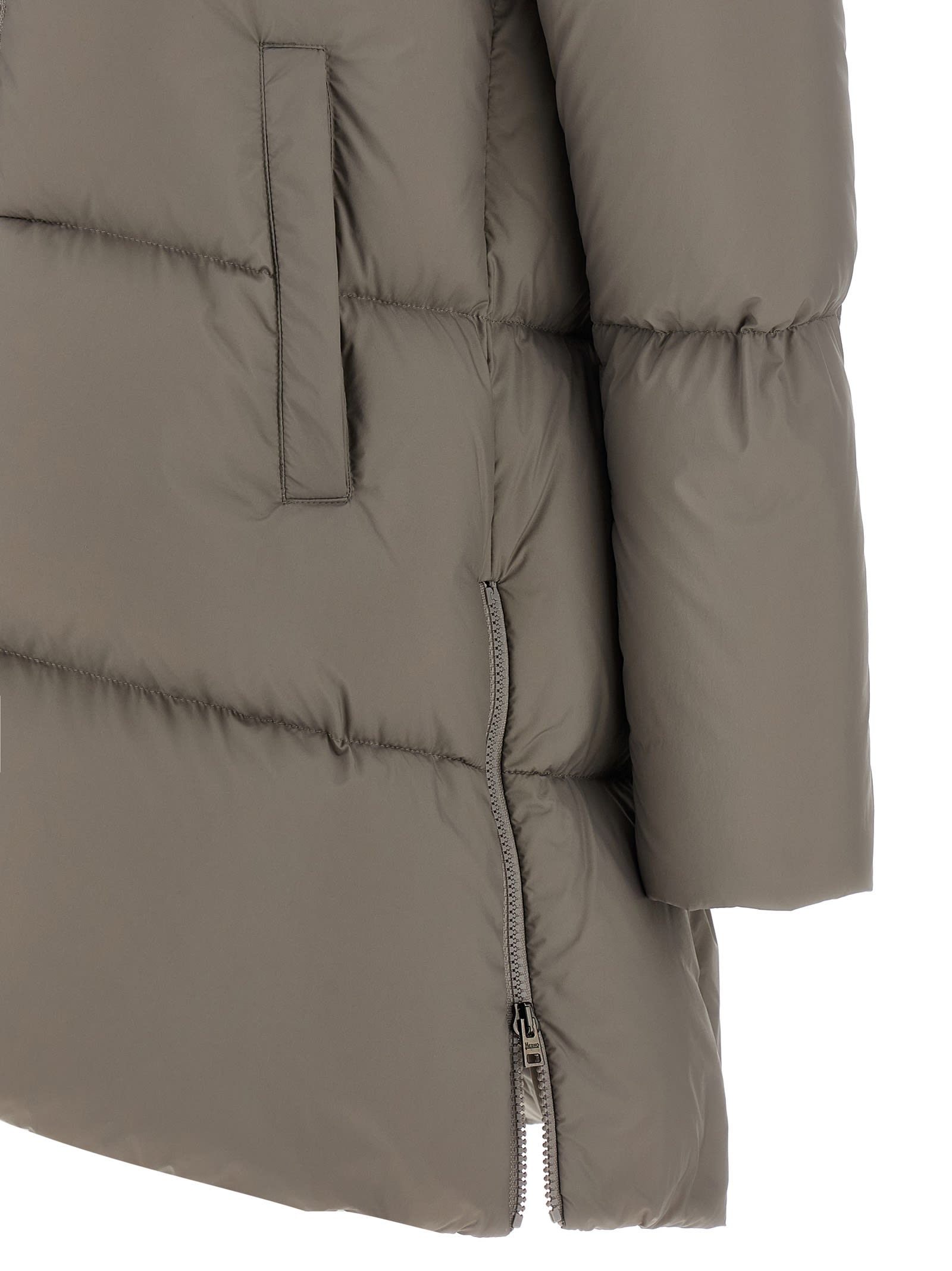 Herno Quilted High-neck Down Coat In Gray