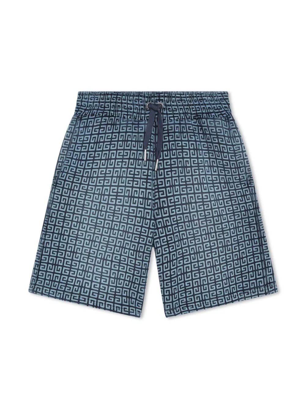 Shop Givenchy Denim Shorts With 4g Print In Blue