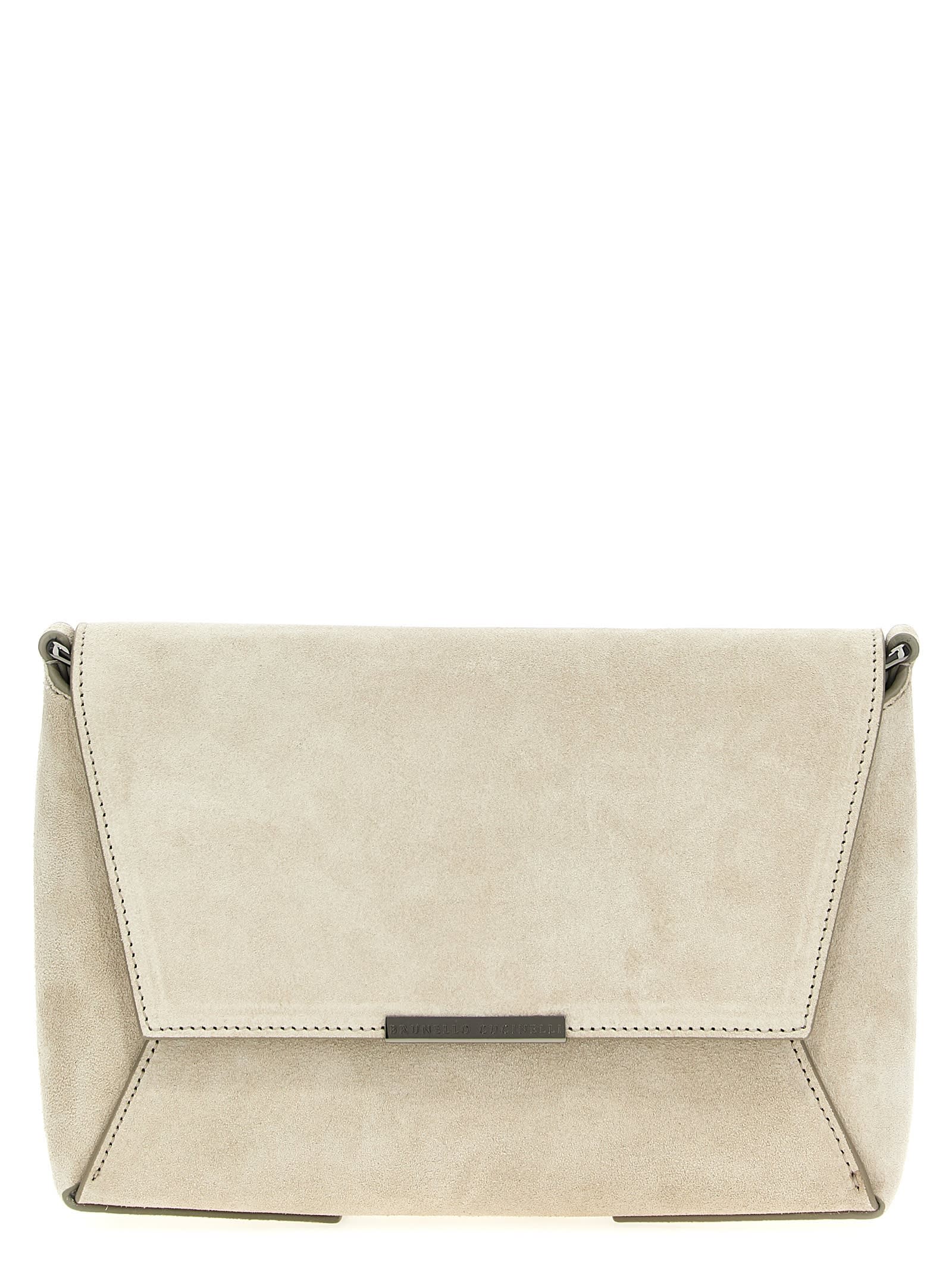 Shop Brunello Cucinelli Envelope Crossbody Bag In Gray