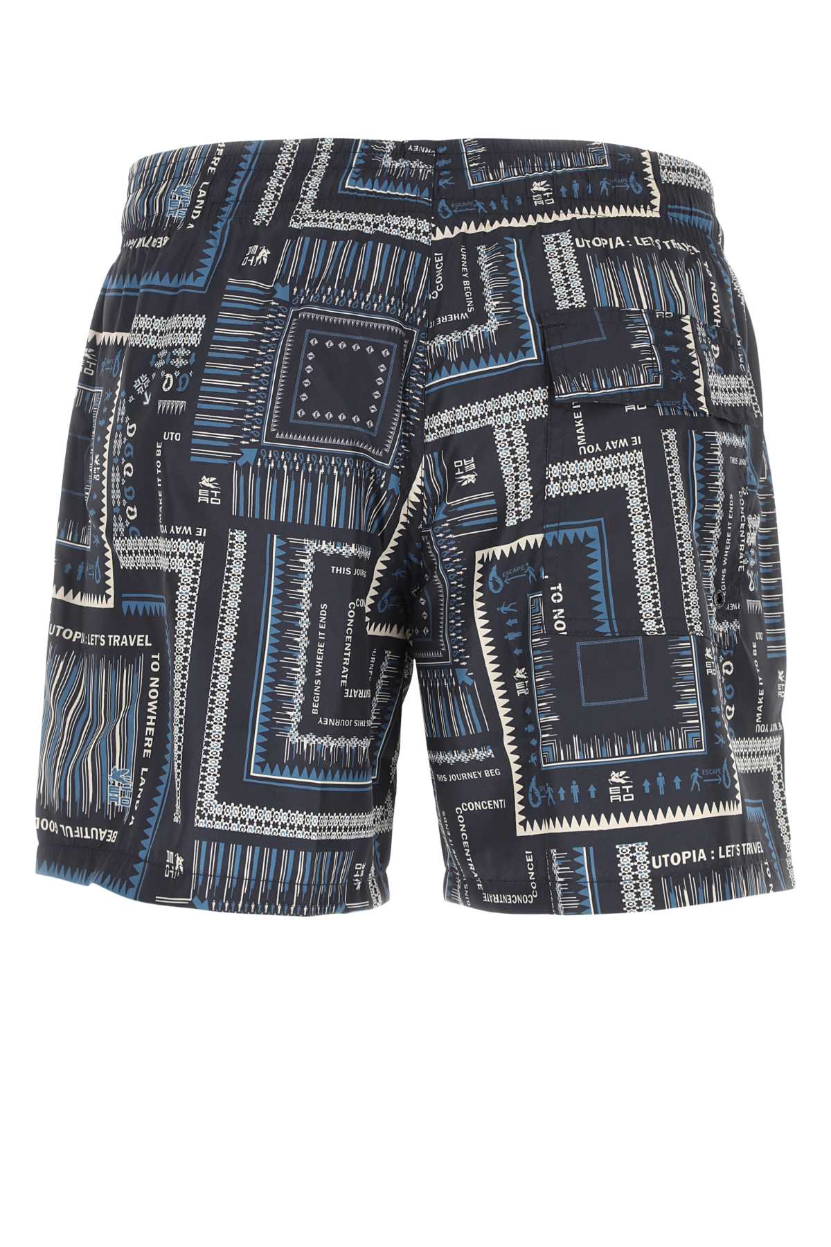 Etro Printed Polyester Bermuda Shorts In Blu