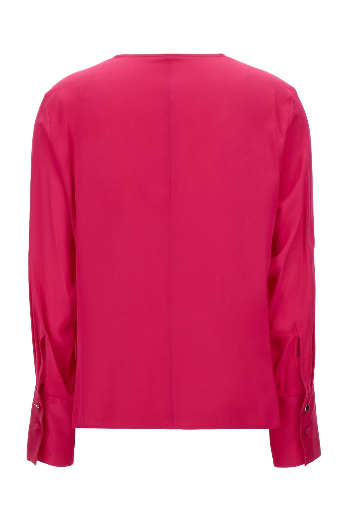 Shop Hugo Boss Fuchsia Stretch Silk Blouse In 674