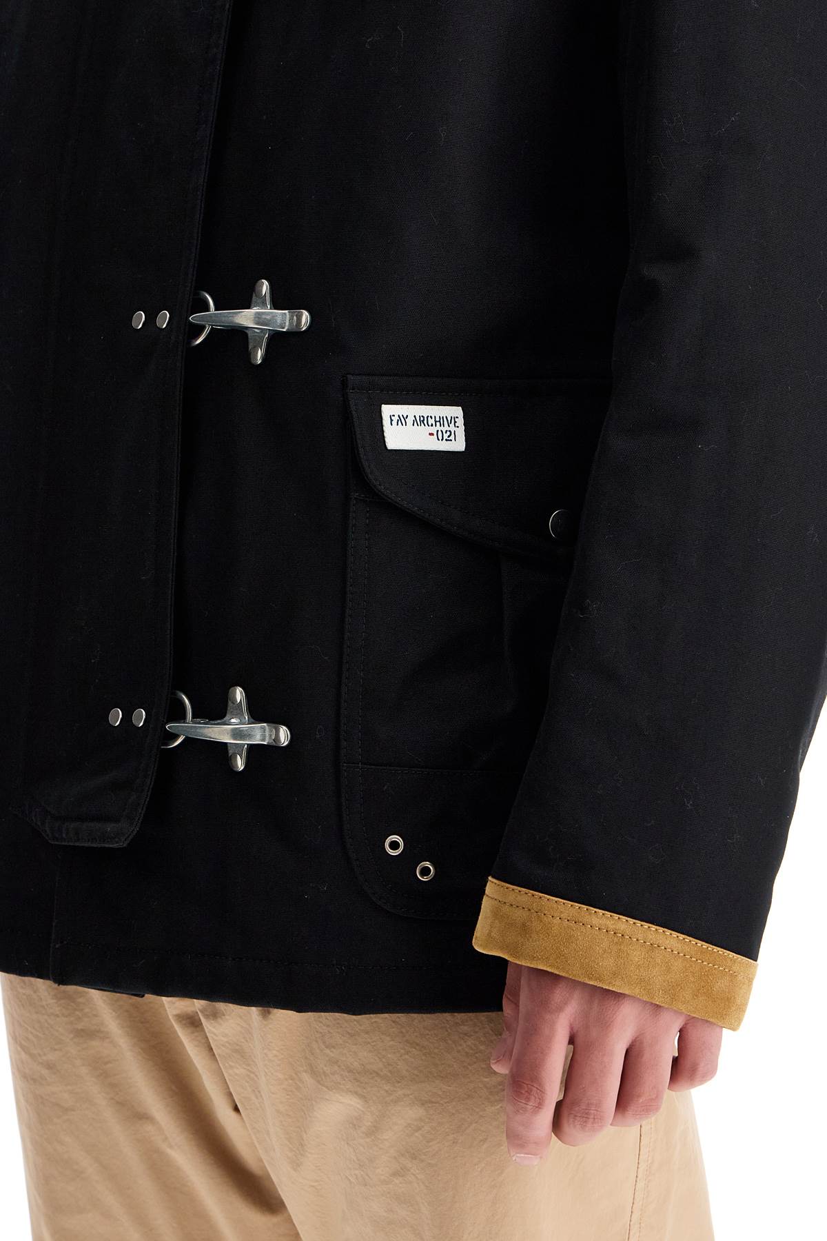 Shop Fay 4-hook Canvas Jacket With Classic In Nero (black)