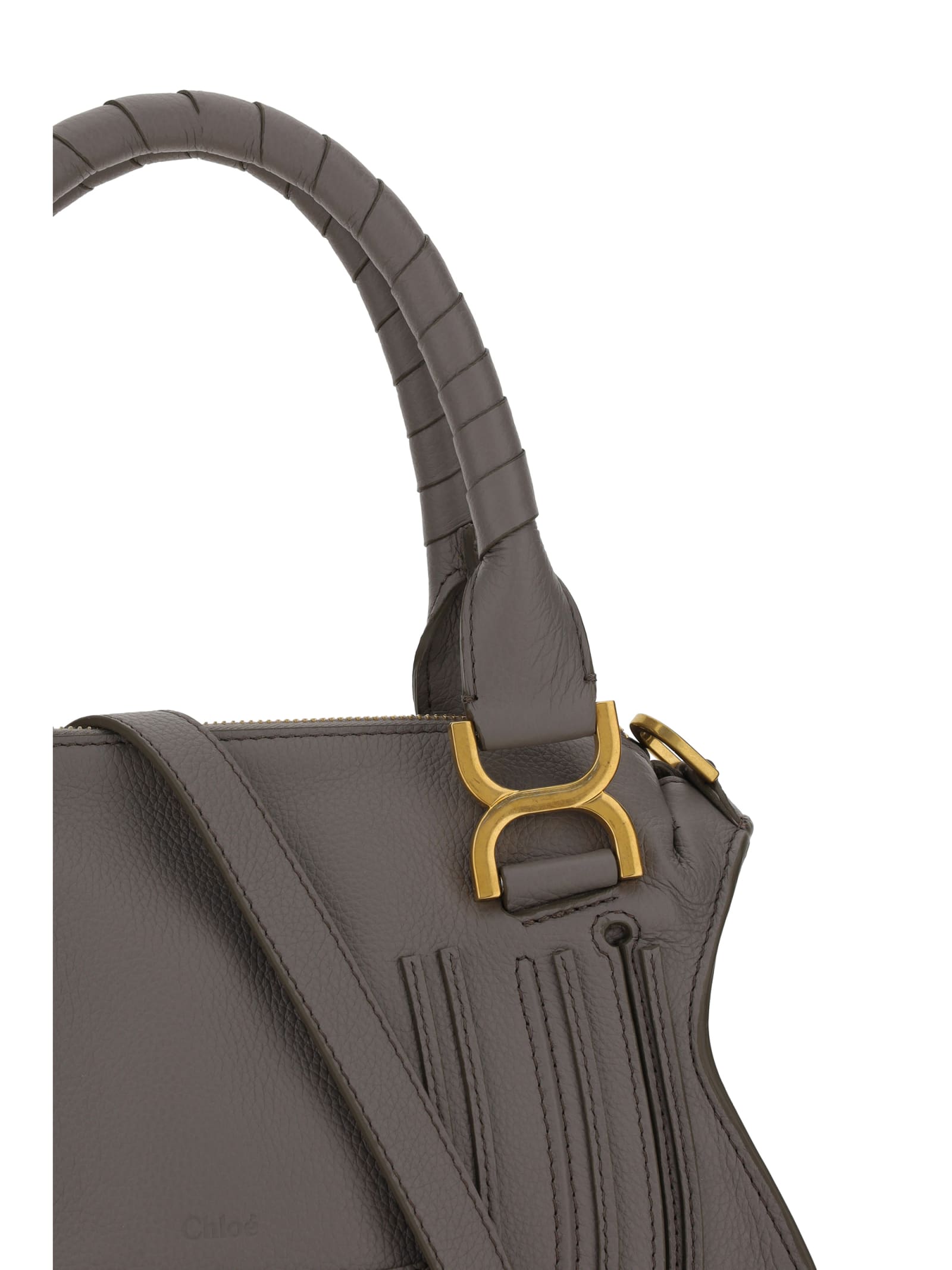 Shop Chloé Marcie Handbag In Cashmere Grey