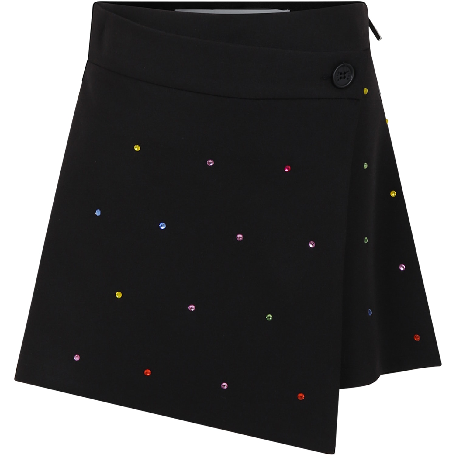 Msgm Kids' Black Shorts For Girl With Rhinestones