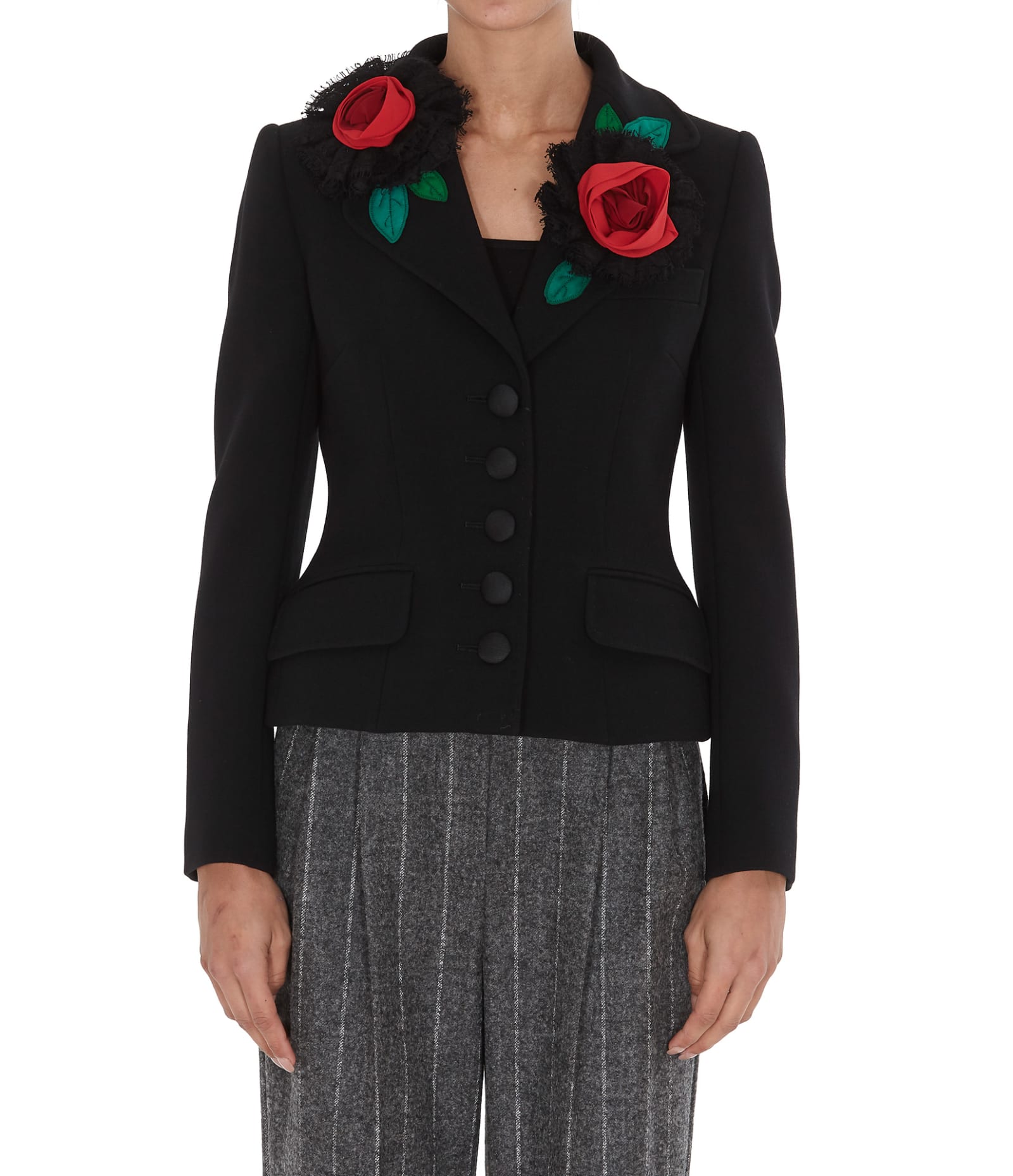 DOLCE & GABBANA SHORT JACKET WITH APPLICATIONS,11520102