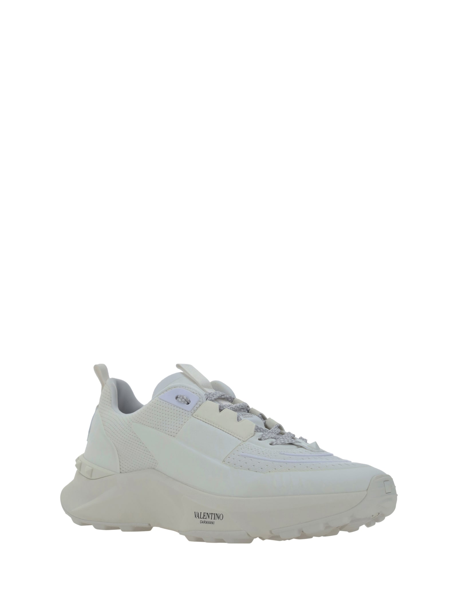 Valentino White Fabric And Mesh True Act Sneakers In Bianco