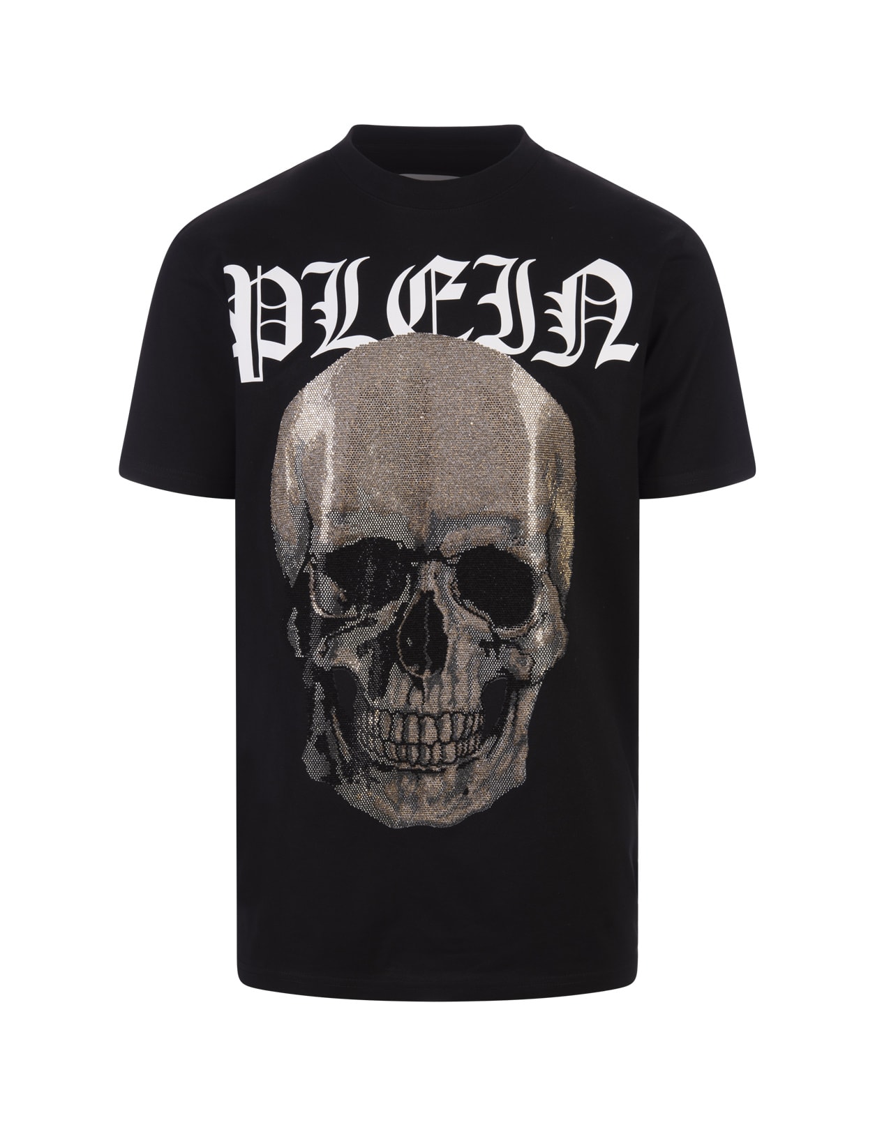 Philipp Plein Black T-shirt With Crystals Skull
