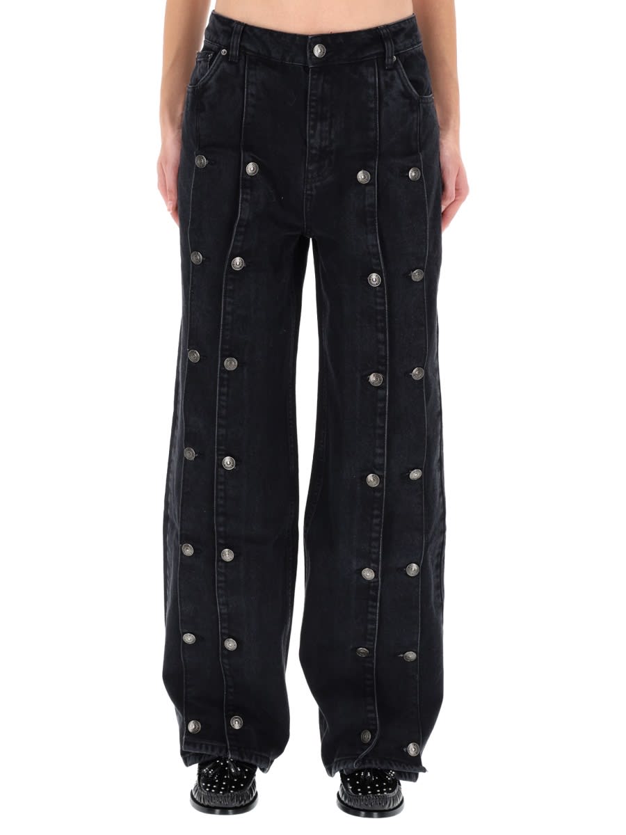 Rotate Birger Christensen Jeans Con Bottoni Black Denim In Black