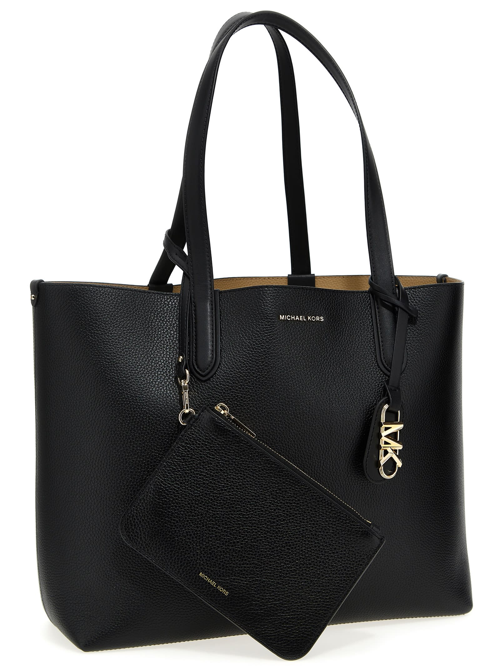 Shop Michael Michael Kors Logo Leather Shopping Bag In Black