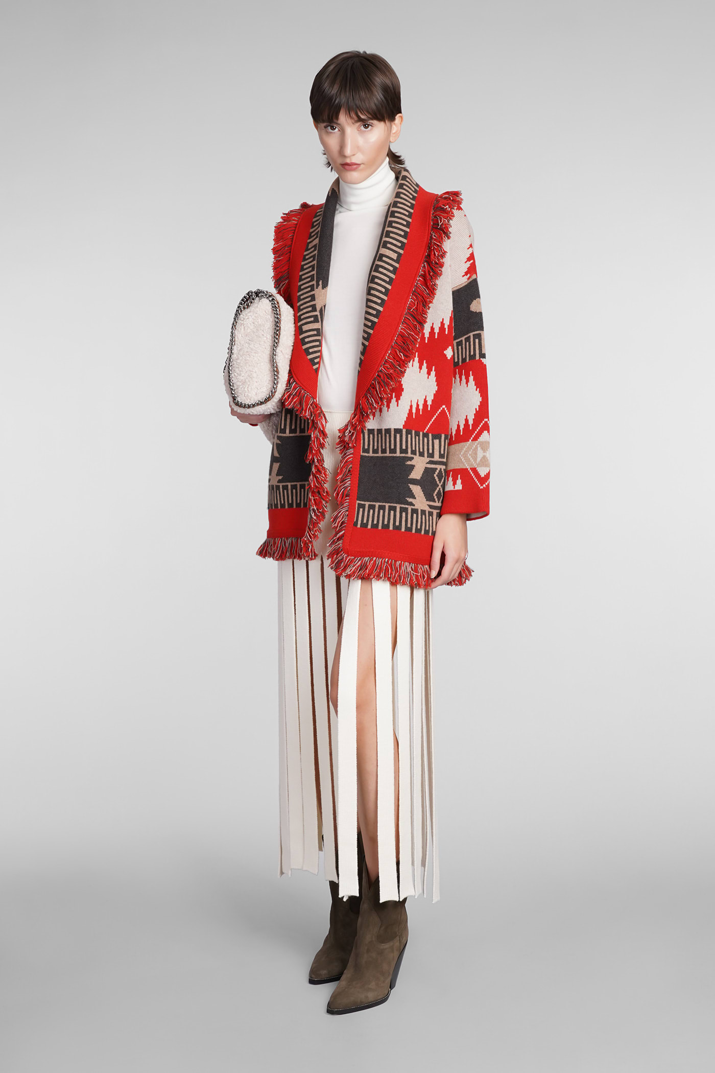 Alanui Icon Jacquard Cardigan In Red