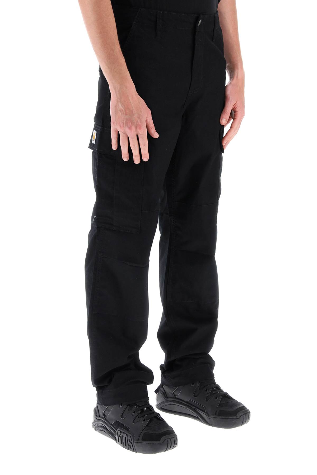 Shop Carhartt Ripstop Cotton Cargo Pants In Black Rinsed