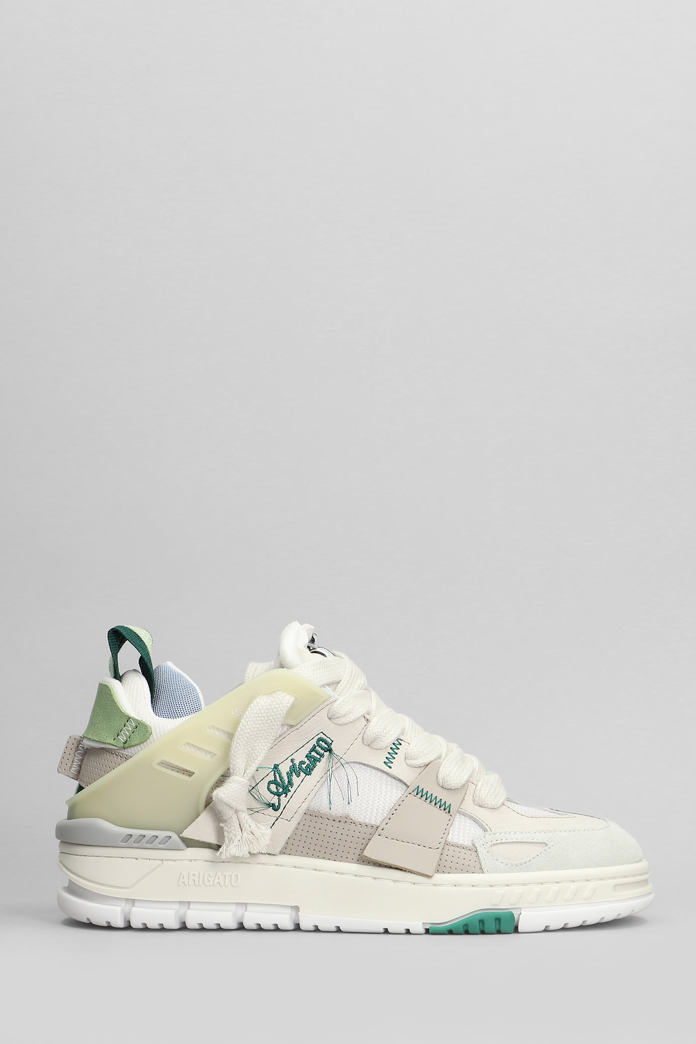 Area Patchwork Sneakers In White Leather And Fabric