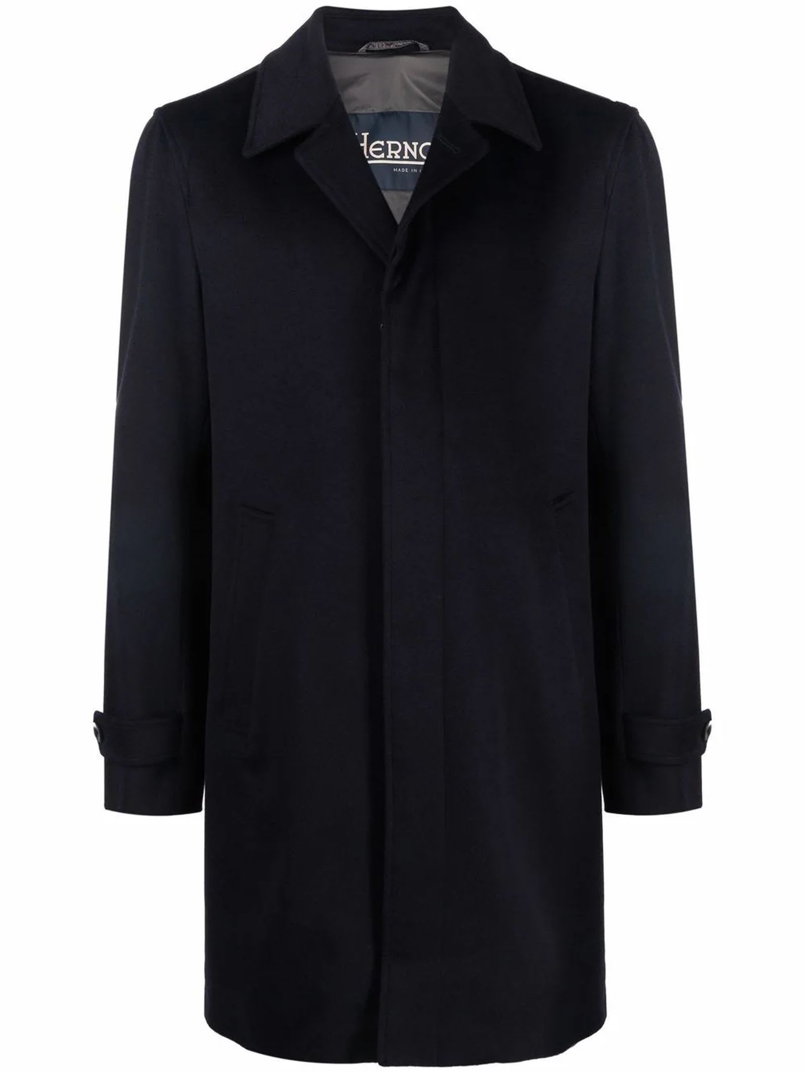 Shop Herno Coat In Brushed Cashmere Wool In Blue
