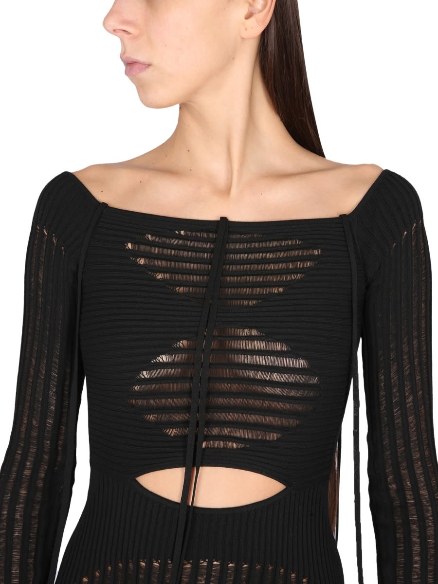 Andreädamo Andreādamo Mini Ribbed Dress In Black