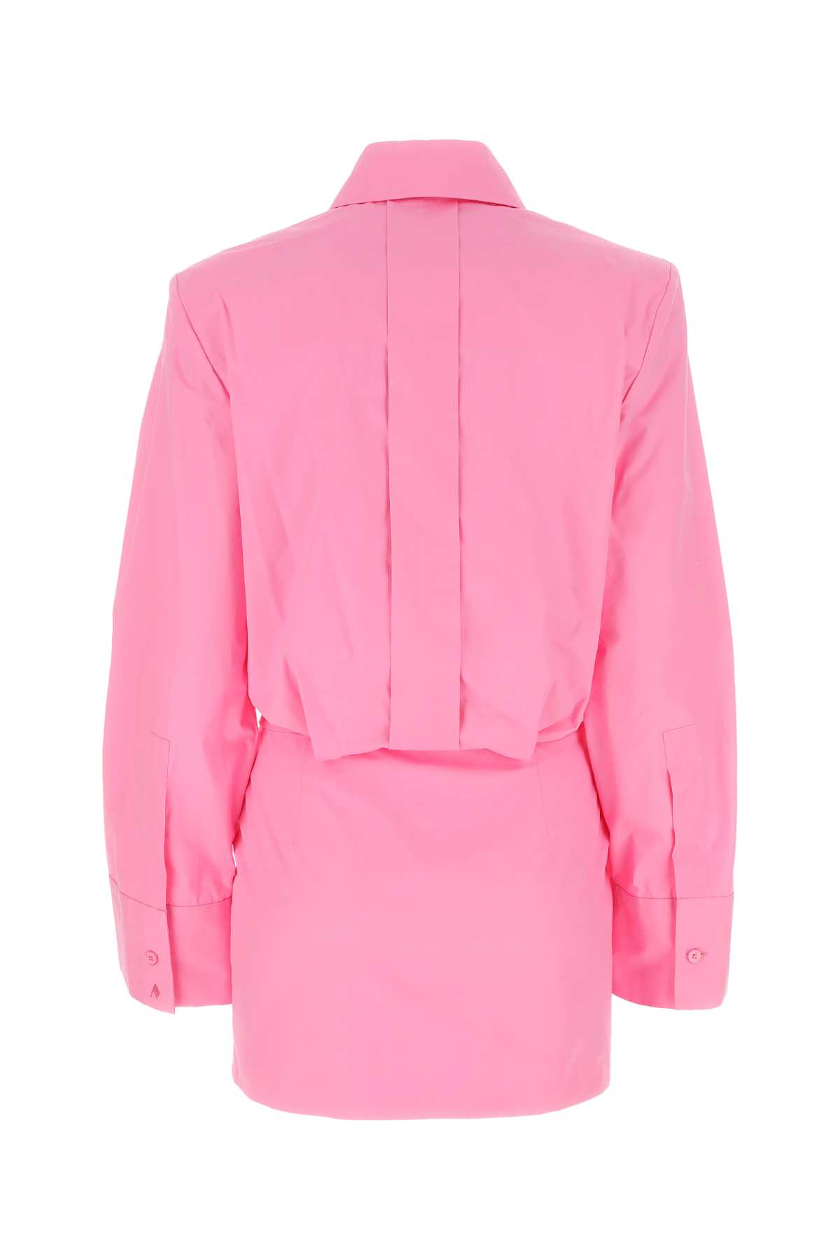 Shop Attico Pink Poplin Margot Shirt Mini Dress In 367