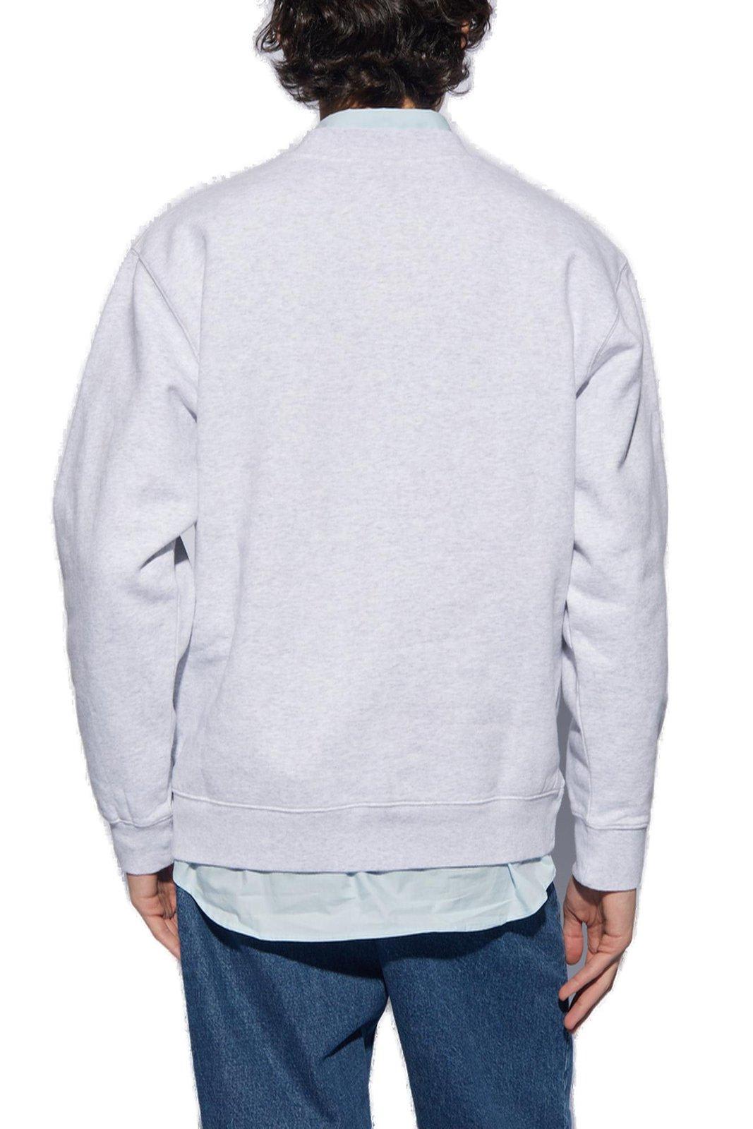 Shop Jacquemus Logo Patch Crewneck Sweatshirt In Grey