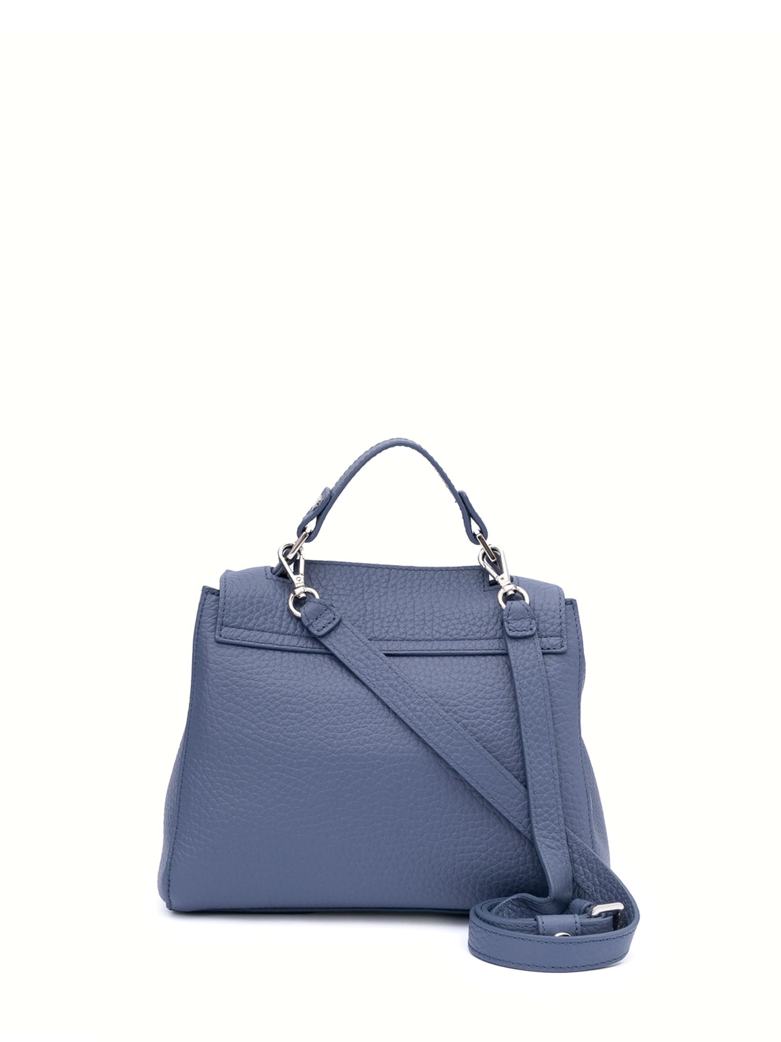 Shop Orciani Sveva S Shoulder Bag Blueberry Leather With Shoulder Strap In Mirtillo